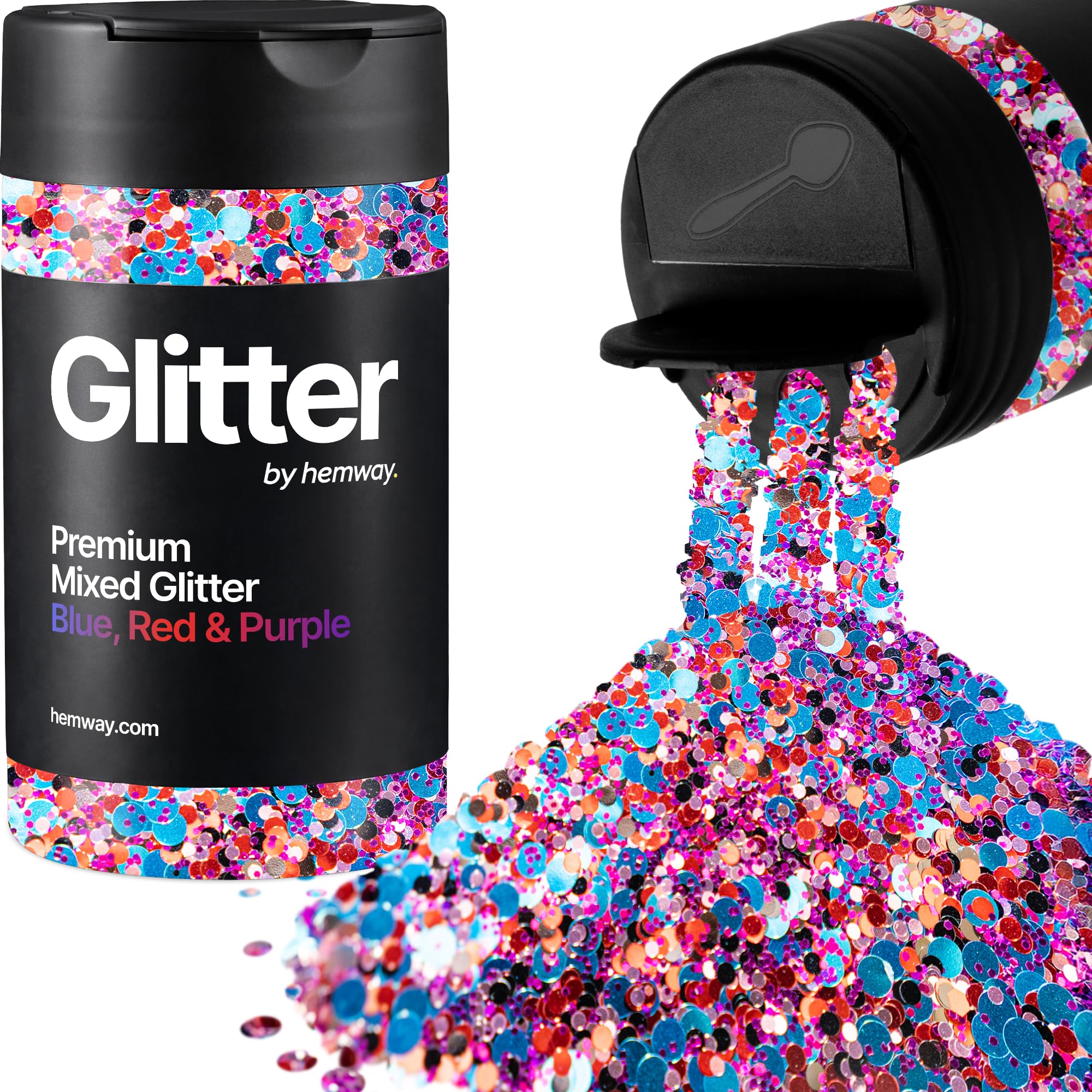 Hemway Blue, Red & Purple Mix Glitter Shaker, 105g Mixed Size Glitter โ image 1