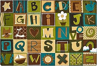Carpets for Kids 11726 KIDSoft Alphabet Blocks Rug in Nature Colors 6ft x 9ft Rectangle Brown