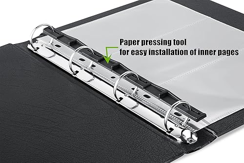 Miniatura 7 de MUDOR Carpeta clásica de mapa de 4 anillos, álbumes vacíos para sellos, documentos, monedas, carpetas clásicas de billetes (negro)