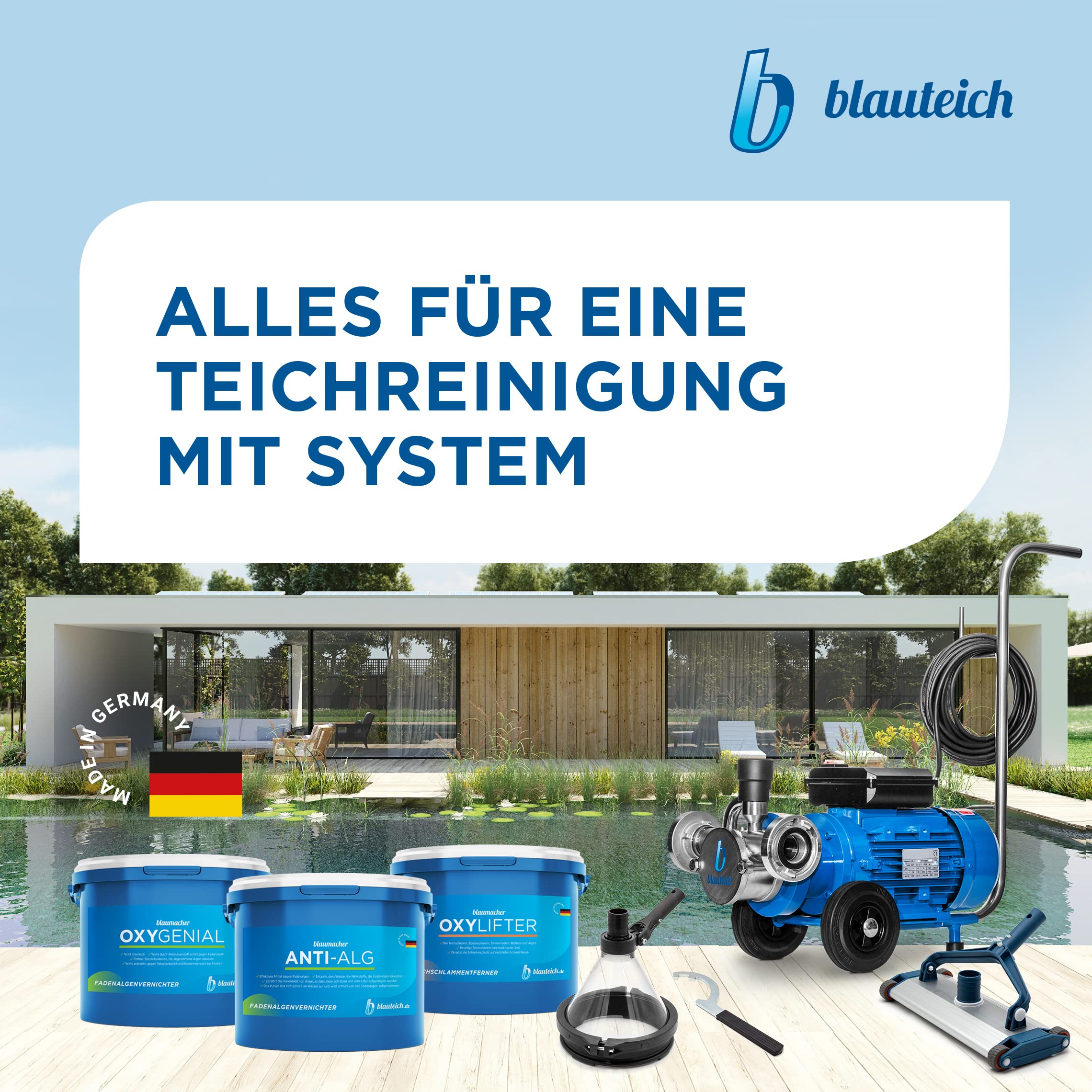 blaumacher Anti-ALG Fadenalgenvernichter für Gartenteiche – Startbehandlung für bis zu 20.000 Liter Teichwasser – 2 kg