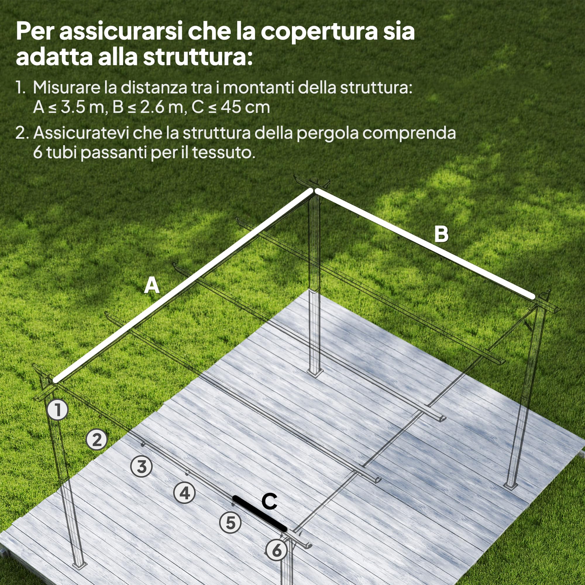 Outsunny Tetto di Ricambio per Gazebo Pergola, 350x260 cm, Poliestere Traspirante, Grigio Scuro