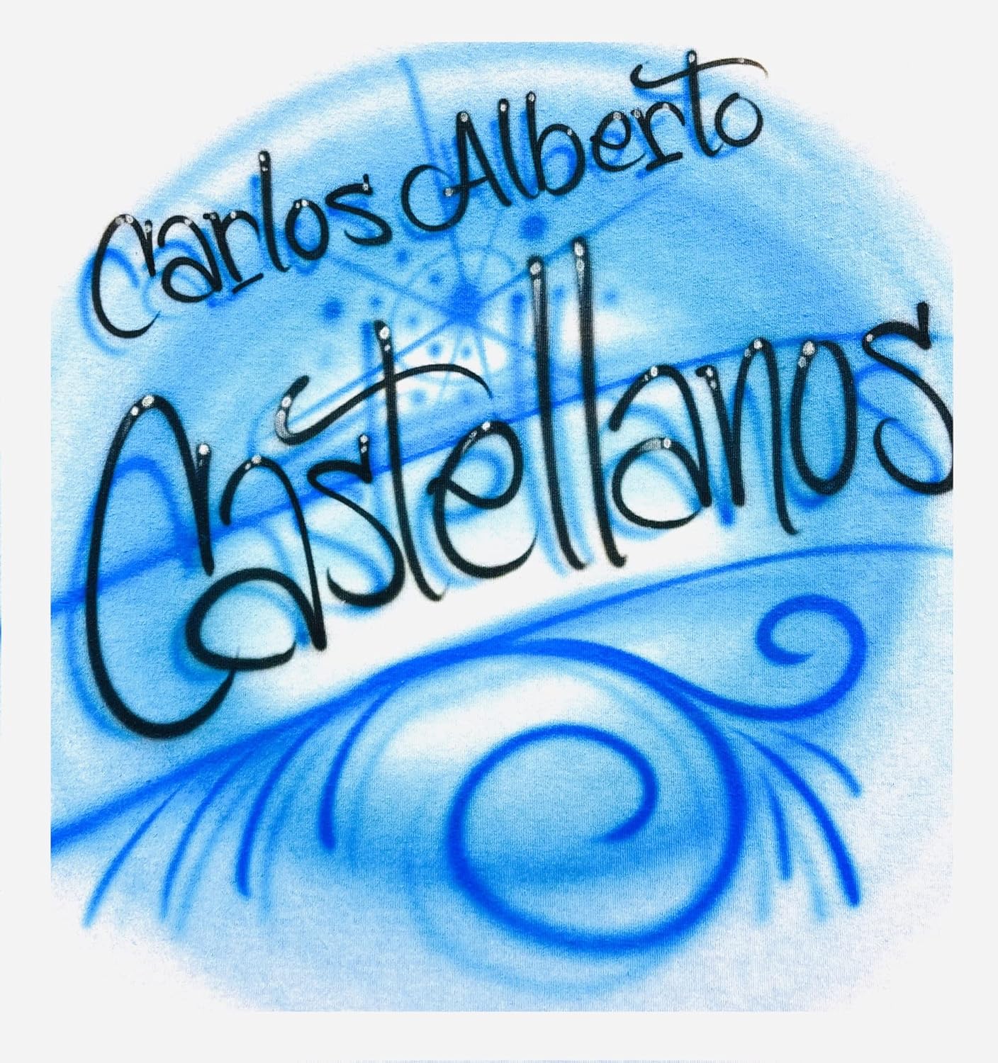 Airbrush Blue Swirls, Personalized with Name T Shirt