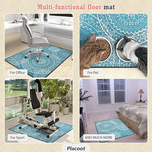 Miniatura 4 de Tapete para silla de oficina resistente para alfombra y piso de madera dura, tapete bohemio para silla de escritorio, 36 x 48 pulgadas, tapete de