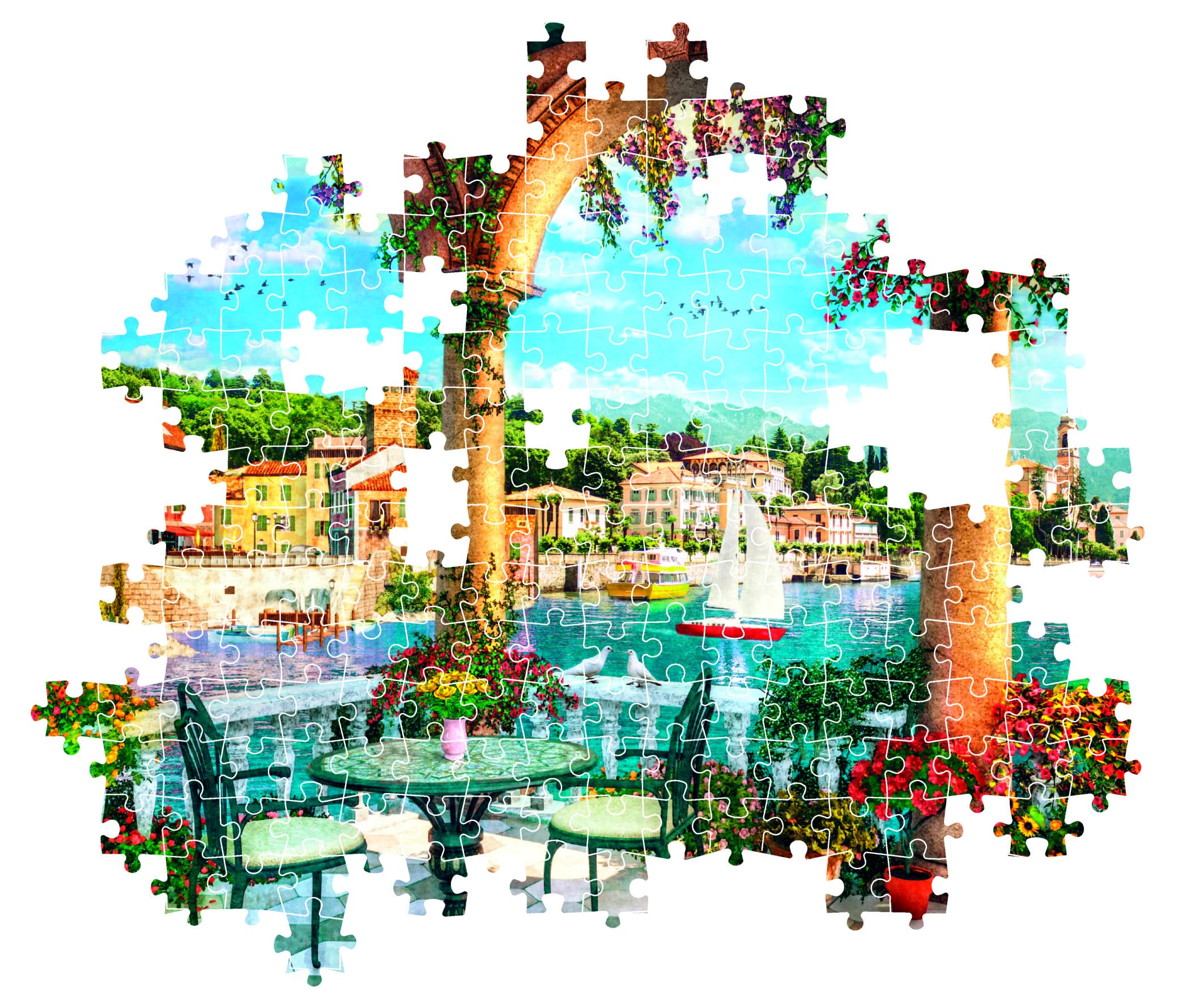 Clementoni Jigsaw Puzzle 1000 pieces Collection Balcony View of Lake Como, Puzzle for Adults 14-99 Years, Compact box, Made in Italy, 39930