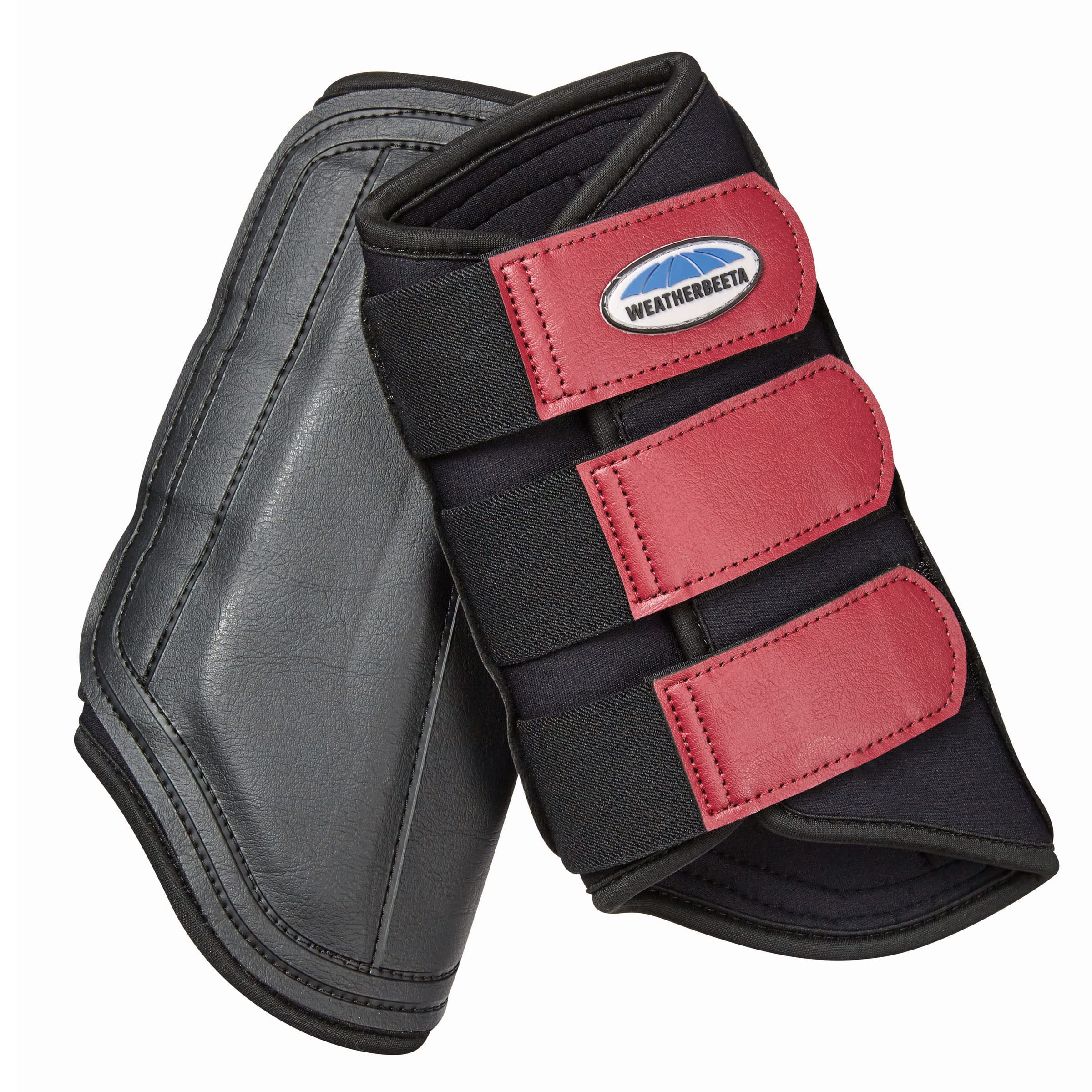 WeatherBeeta Single Lock Brushing Boots, Black/Maroon, Warmblood