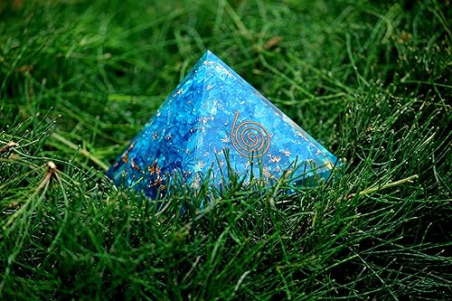 Miniatura 9 de Jet Exquisite A++ Feroza Blue Chakra Orgone Pyramid Free Booklet Jet International Crystal Therapy Crystal Gemstones Copper Metal Mix Rare Healing