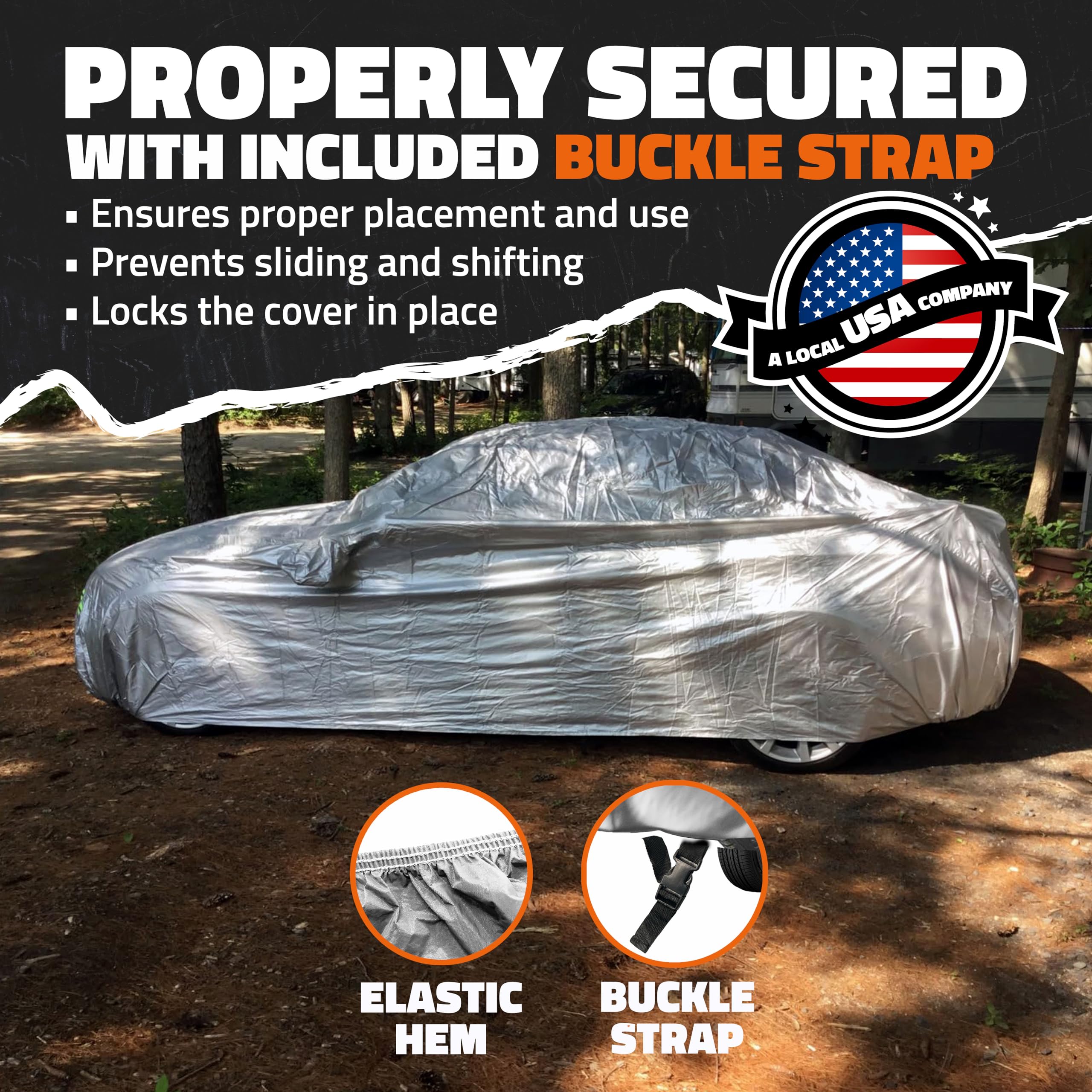 Mockins 175x70x60 Extra Small Sedan Car Cover for Dust UV Light Rain Snow Frost All-Weather 190T Polyester Full — view 2