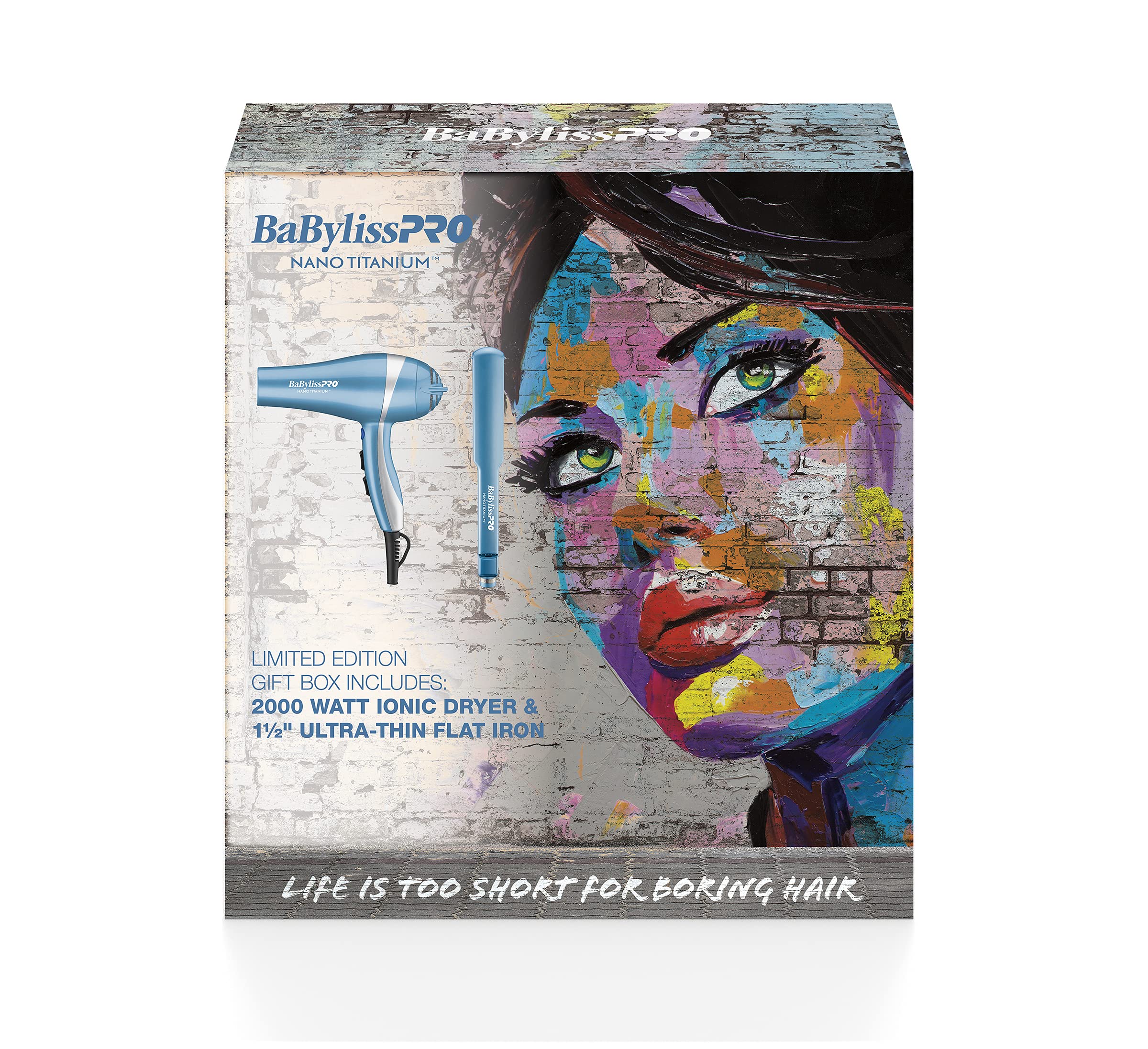 BaBylissPRO BaBylissPRO Nano Titanium Ionic Dryer & 1.5" Ultra-Thin Flat Iron - Prepack, 1 ct.