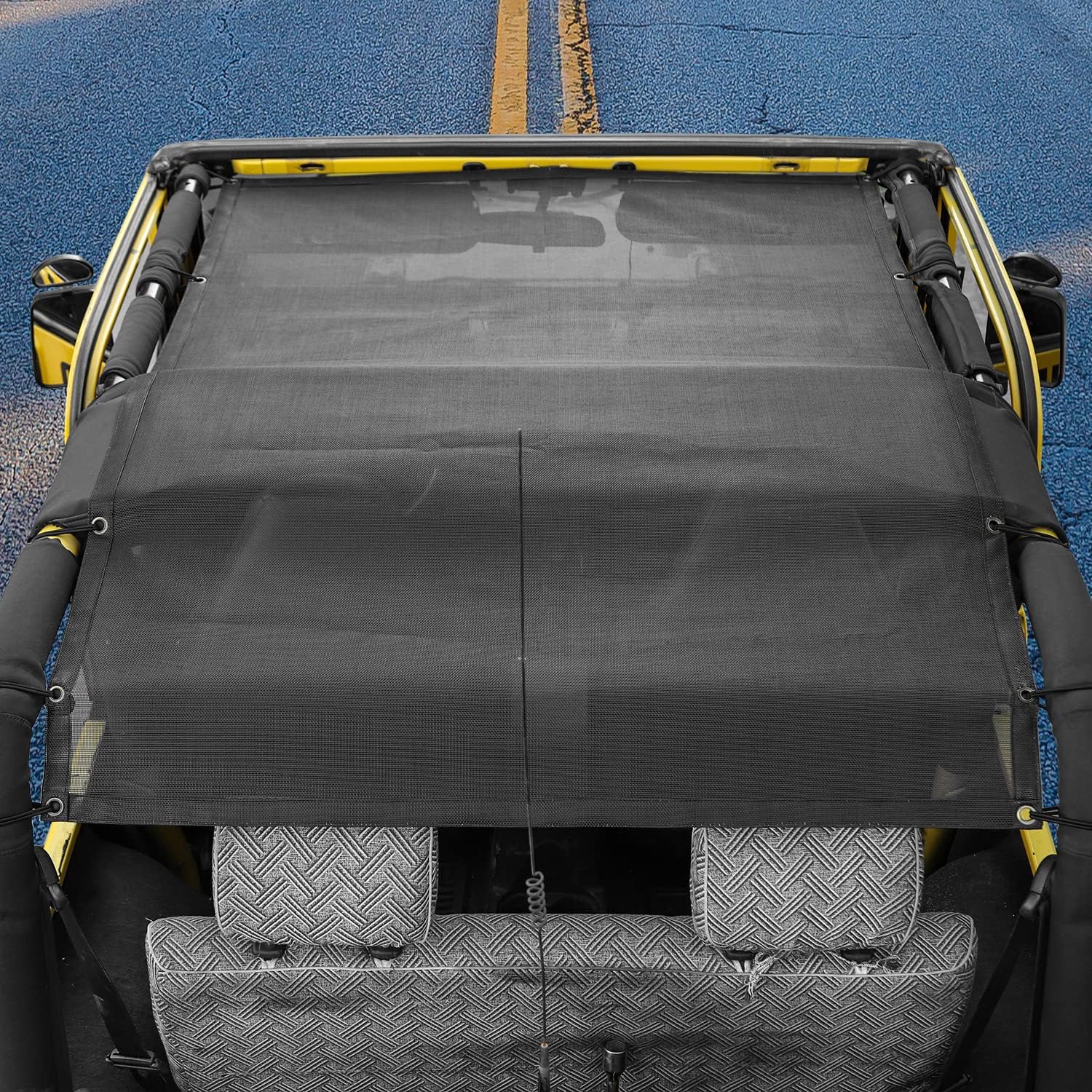 Jimen for TJ Sunshade, Mesh Sun Shade Bikini Top Compatible with Jeep Wrangler TJ 1997-2006 (Black)