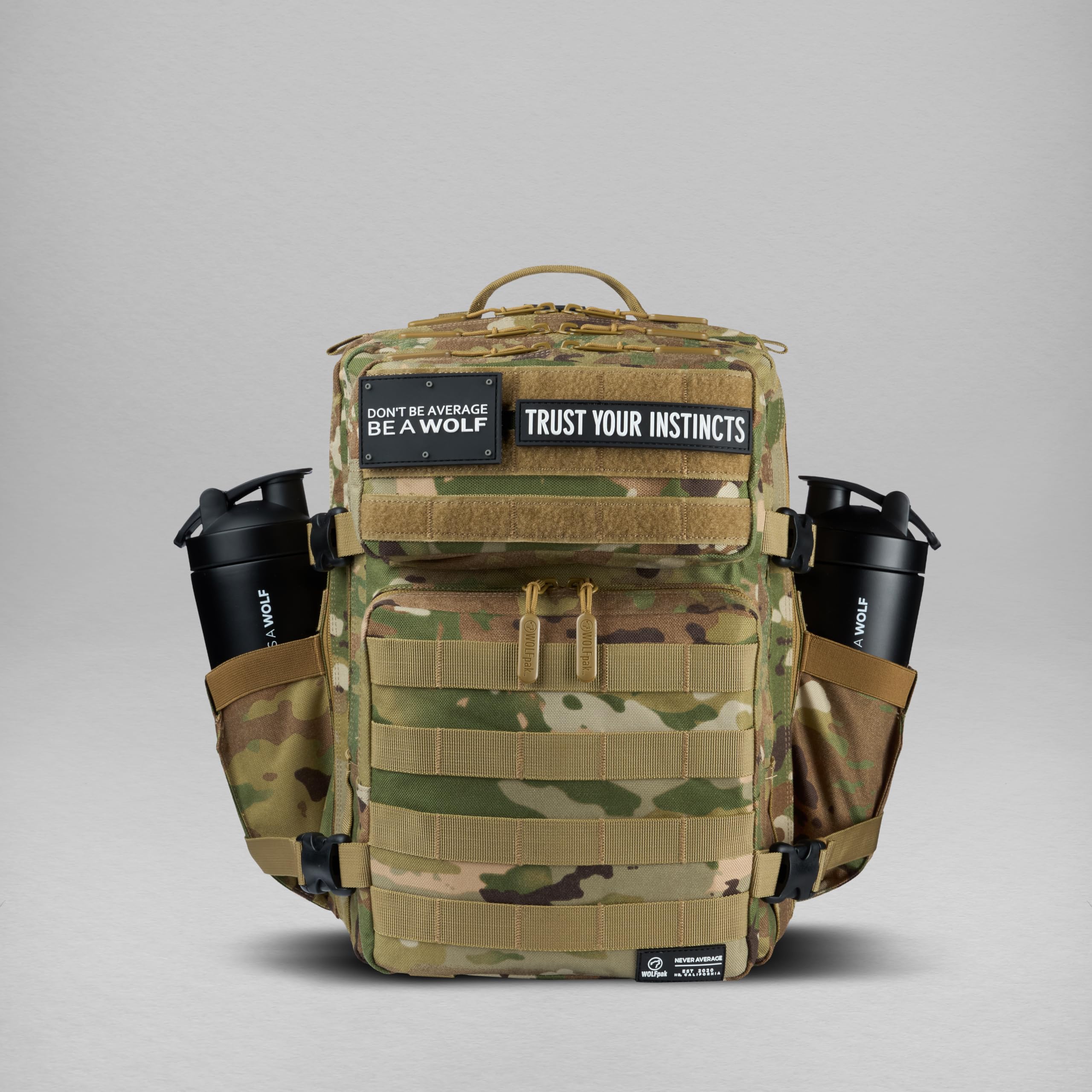 WOLFpak 25L Athletic Gym Backpack (OCP Camo) Durable 1000D Waterproof Oxford Material with MOLLE Webbing, Laptop Pocket & Dual Cup Holders, Fitness/