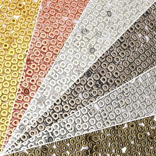 1500 piezas cuentas espaciadoras redondas planas de 6mm cuentas sueltas para pulsera collar pendiente suministros de manualidades DIY, 6 colores