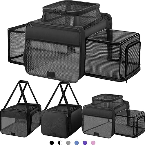 Transportador de gatos extensible superior y de 2 lados de 17 x 11 x 11 pulgadas, aprobado por la aerolínea TSA, para perros medianos, transportador