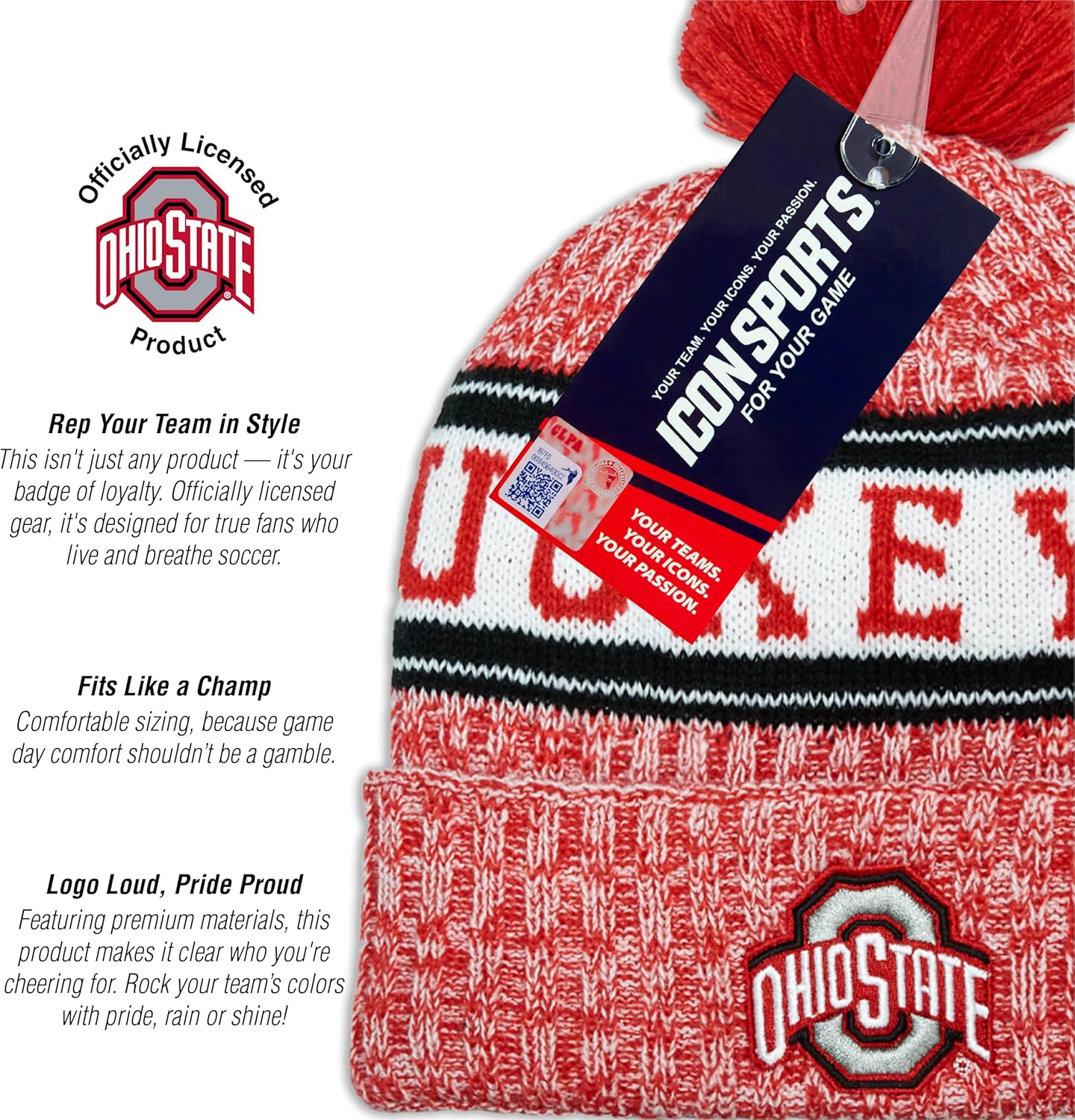 Icon Sports Officially Licensed NCAA Soccer Beanie - Unisex Adult - Image 4