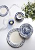 Spode x Brocato Set of 4 Blue Italian Dinner Plates - Quality Earthenware, Brocato Motif with Blue and White Oriental Border, Made in England, Dishwasher & Microwave Safe, 20cm