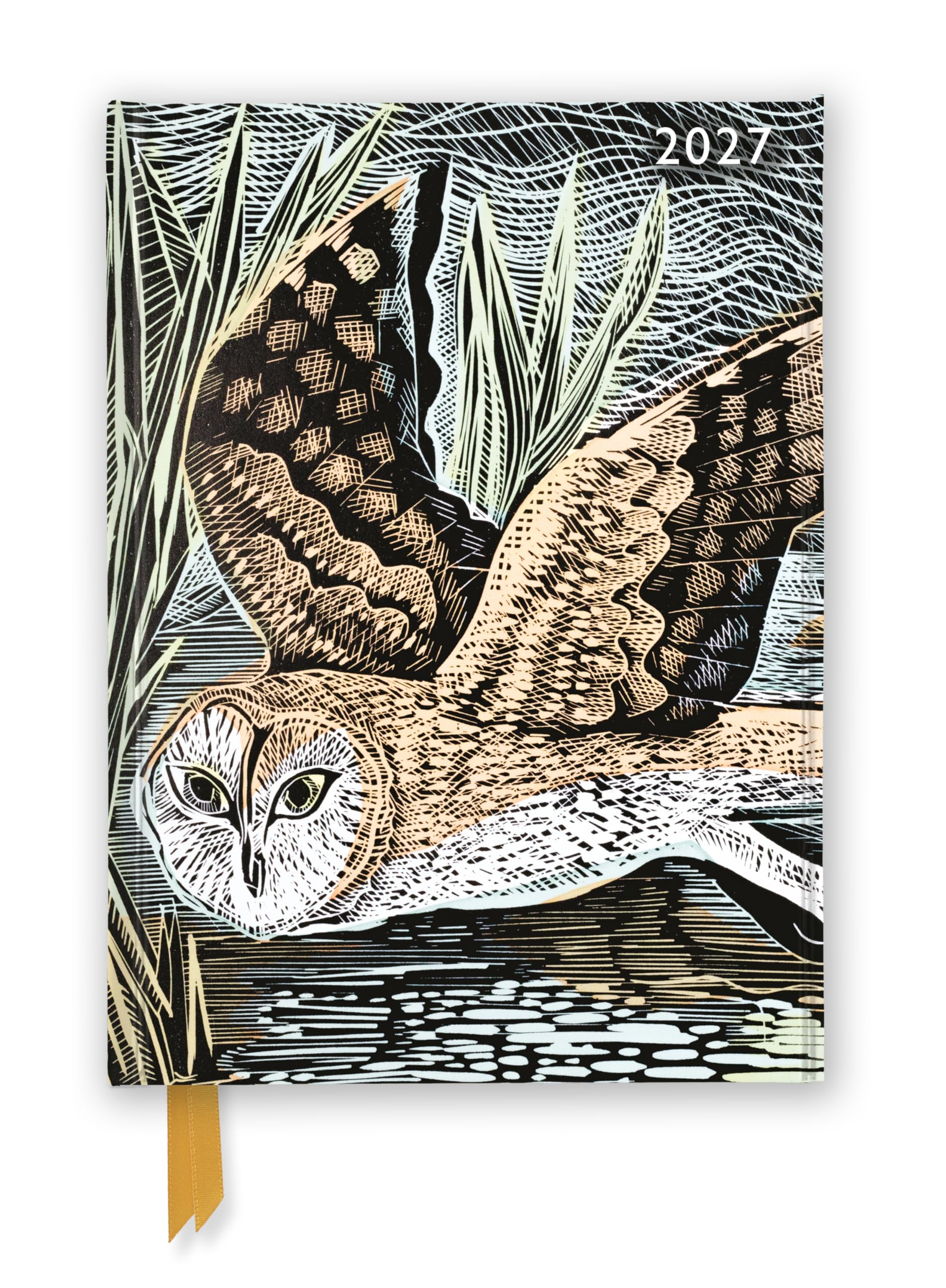 Angela Harding: Marsh Owl 2027 Luxury Diary Planner – Page to View with Notes: Original Flame Tree Publishing DIN A5-Diary [Terminkalender]