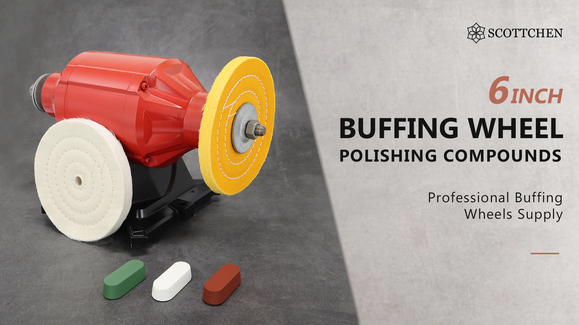 Image of SCOTTCHEN 6inch Buffing Polishing Wheels 1 /2 inch Arbor Hole,Fine (40Ply) / Medium (30Ply) for Bench Grinder,with Buffing Polishing Cutting Compound 3.4 Oz.Kit