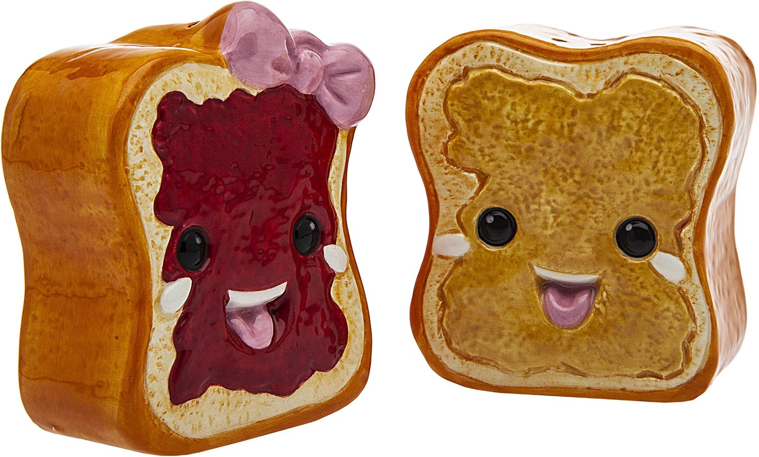 Little Peanut Butter and Jelly Salt And Pepper Shaker Porcelain Spice Dispenser Set