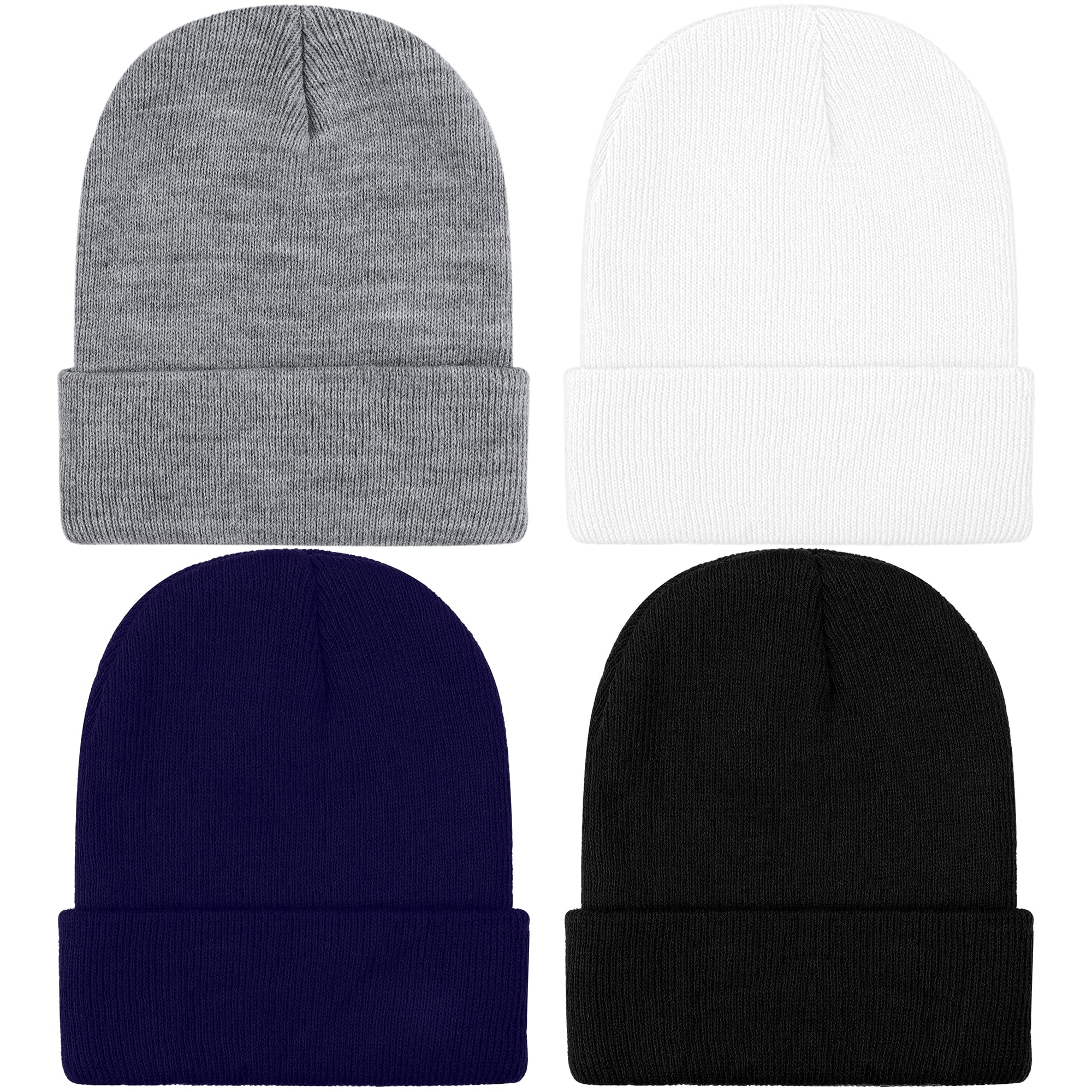 4 Pack Kid's Winter Beanies Acrylic Knitted Beanies