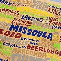 Vista 2 de Totally Bamboo Tabla de cortar con forma de estado de Montana y bandeja para servir charcutería con ilustraciones de Wander on Words, incluye