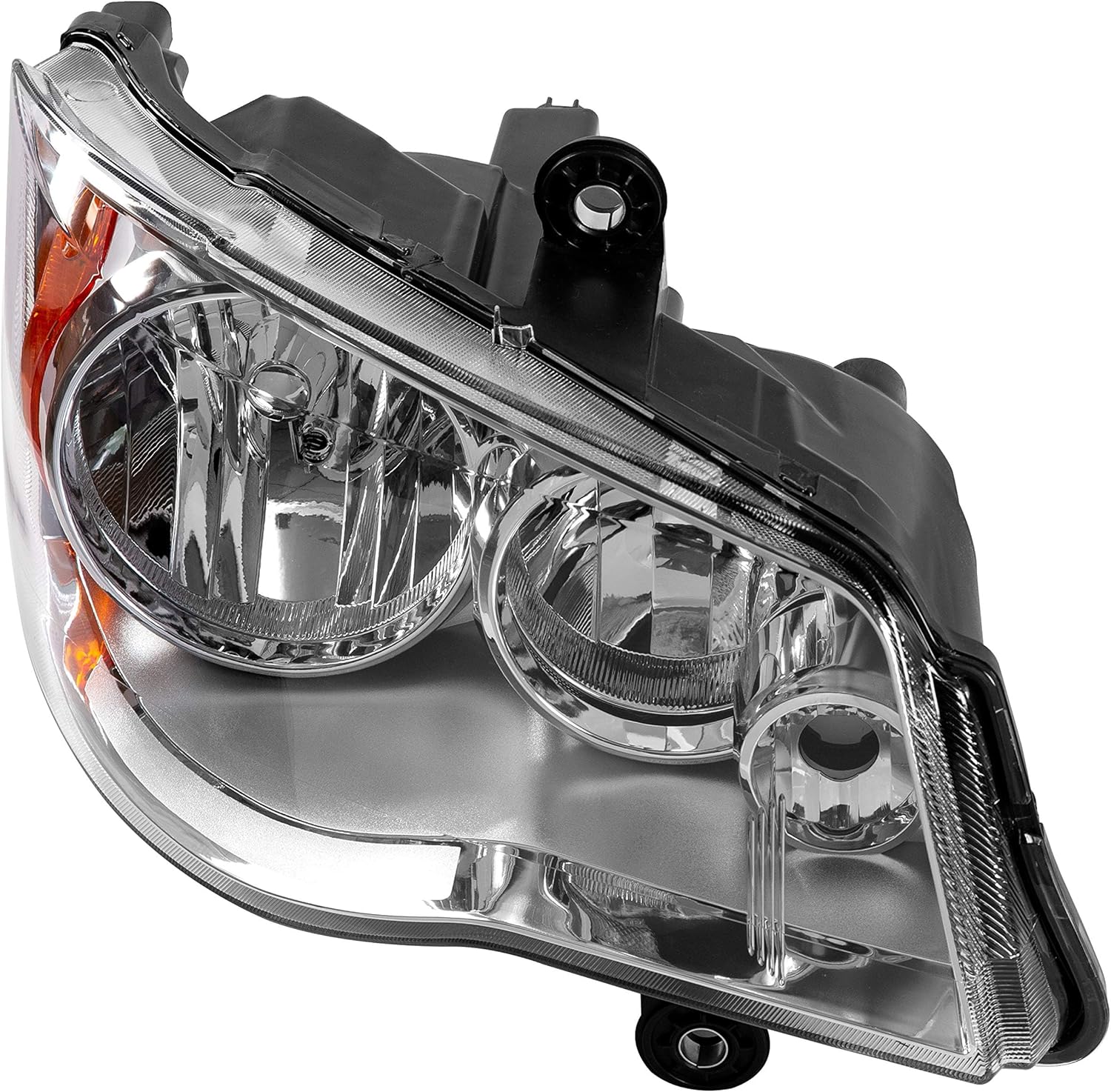 ECOTRIC Passenger side Headlights Compatible with 2011-2019 Dodge Grand Caravan 08-16 Chrysler Town & Country Chrome Housing Headlamps