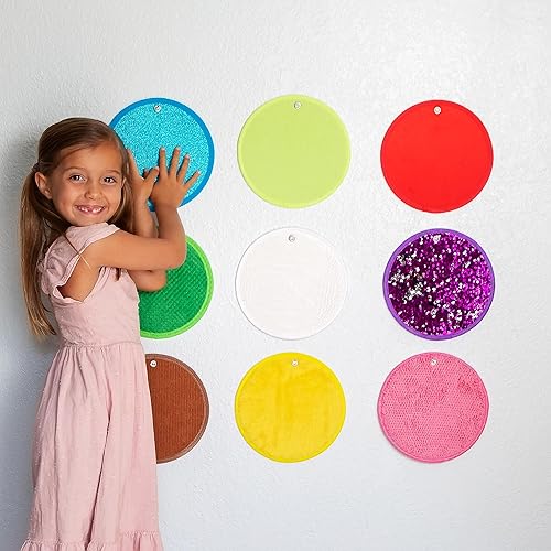 Miniatura 8 de Juego de alfombrillas sensoriales  9 azulejos sensoriales redondos de 8.6 pulgadas para pared de sensores, suelo y más  Juguetes sensoriales de