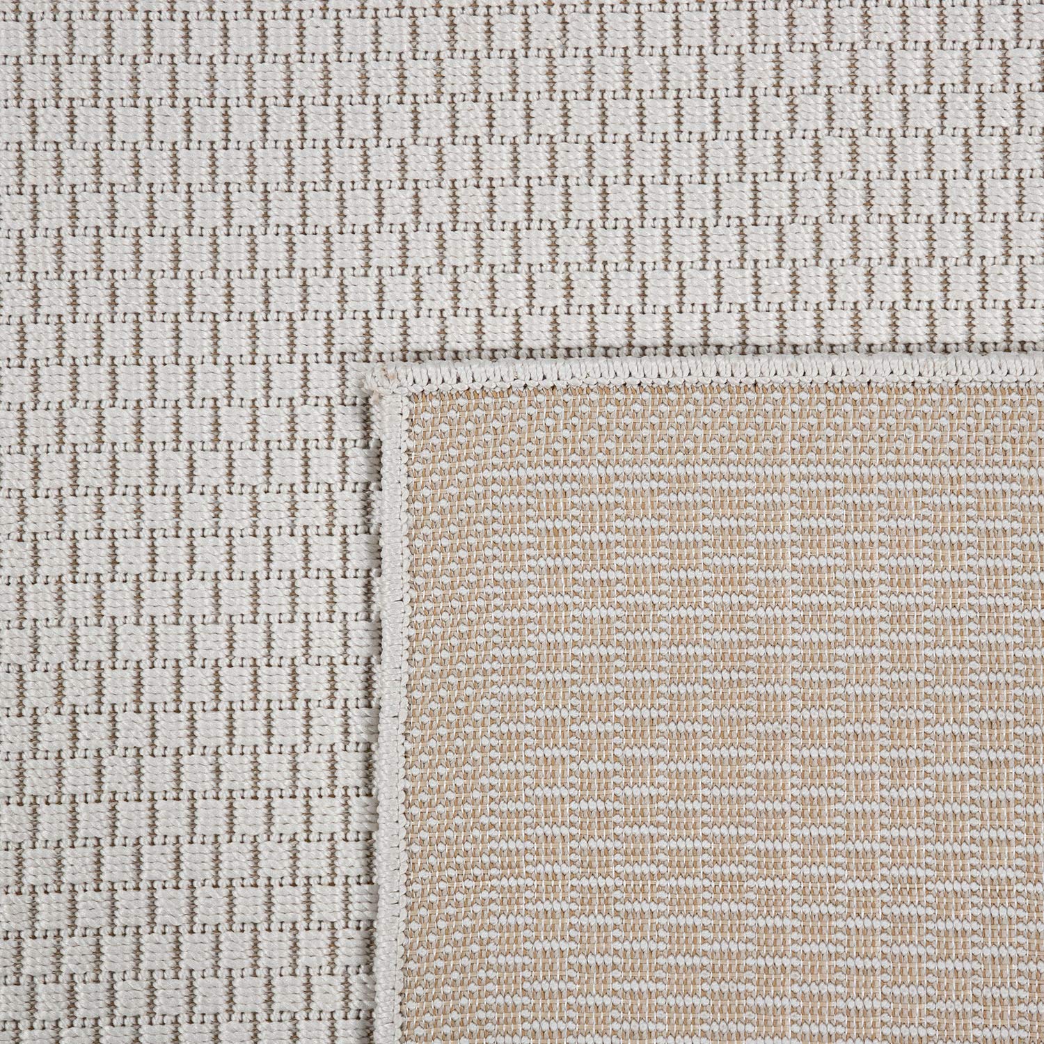 Paco Home Alfombra Exterior Terraza Balcón Cocina Lisa Moderna Crema Beige, tamaño:60x100 cm