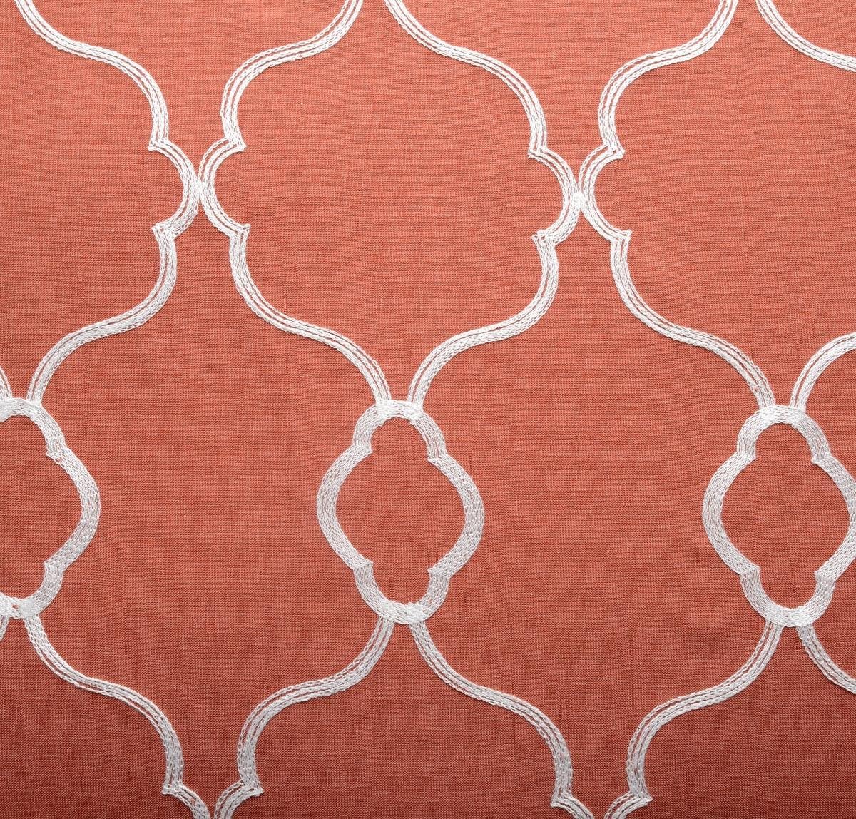 MIUCO Moroccan Embroidered Semi Sheer Curtains Faux Linen Extra Wide Grommet Window Panel Pair for Bedroom 52 x 95 Inch, Rust