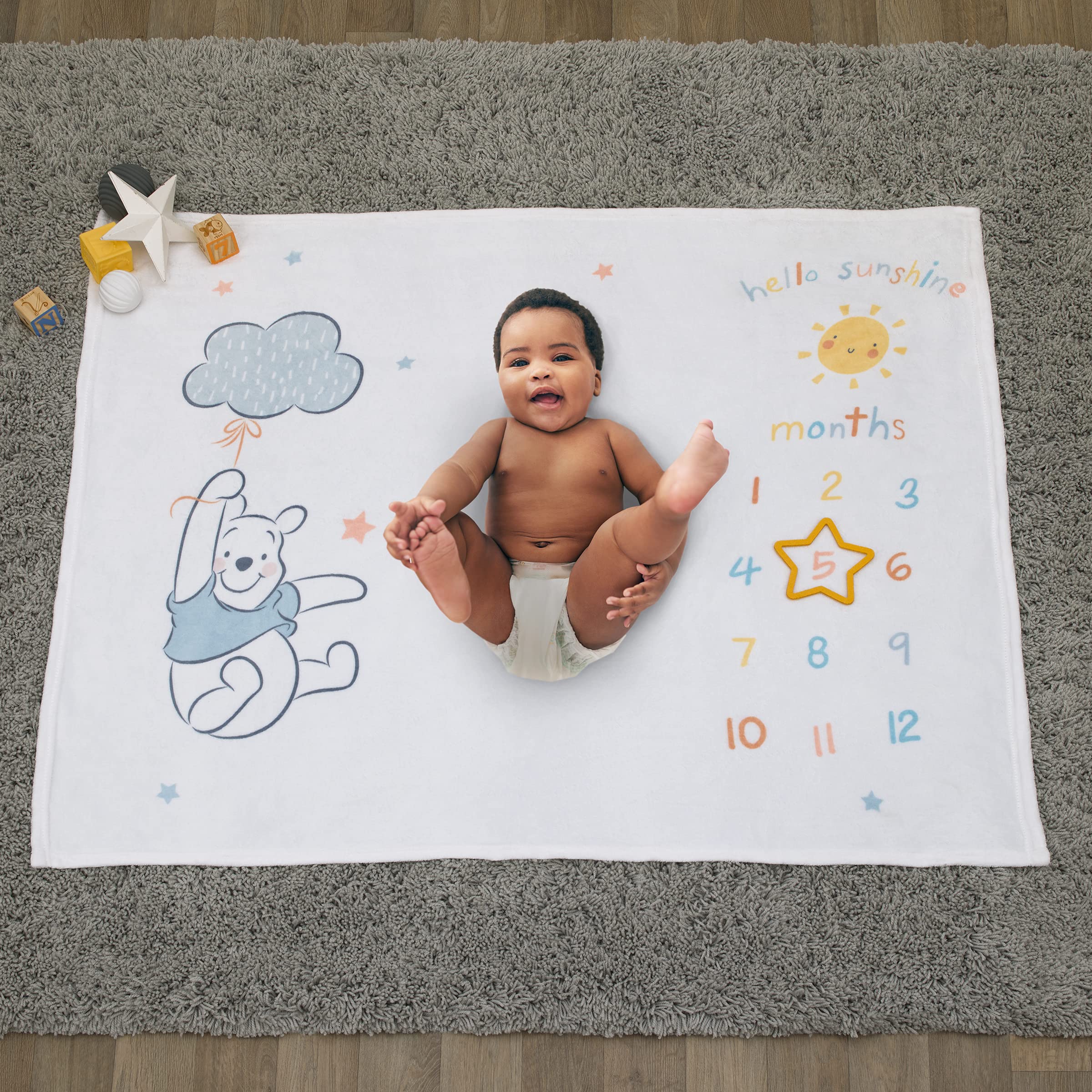 Disney Winnie The Pooh - Coperta super morbida per neonati, colore: bianco, giallo e acqua