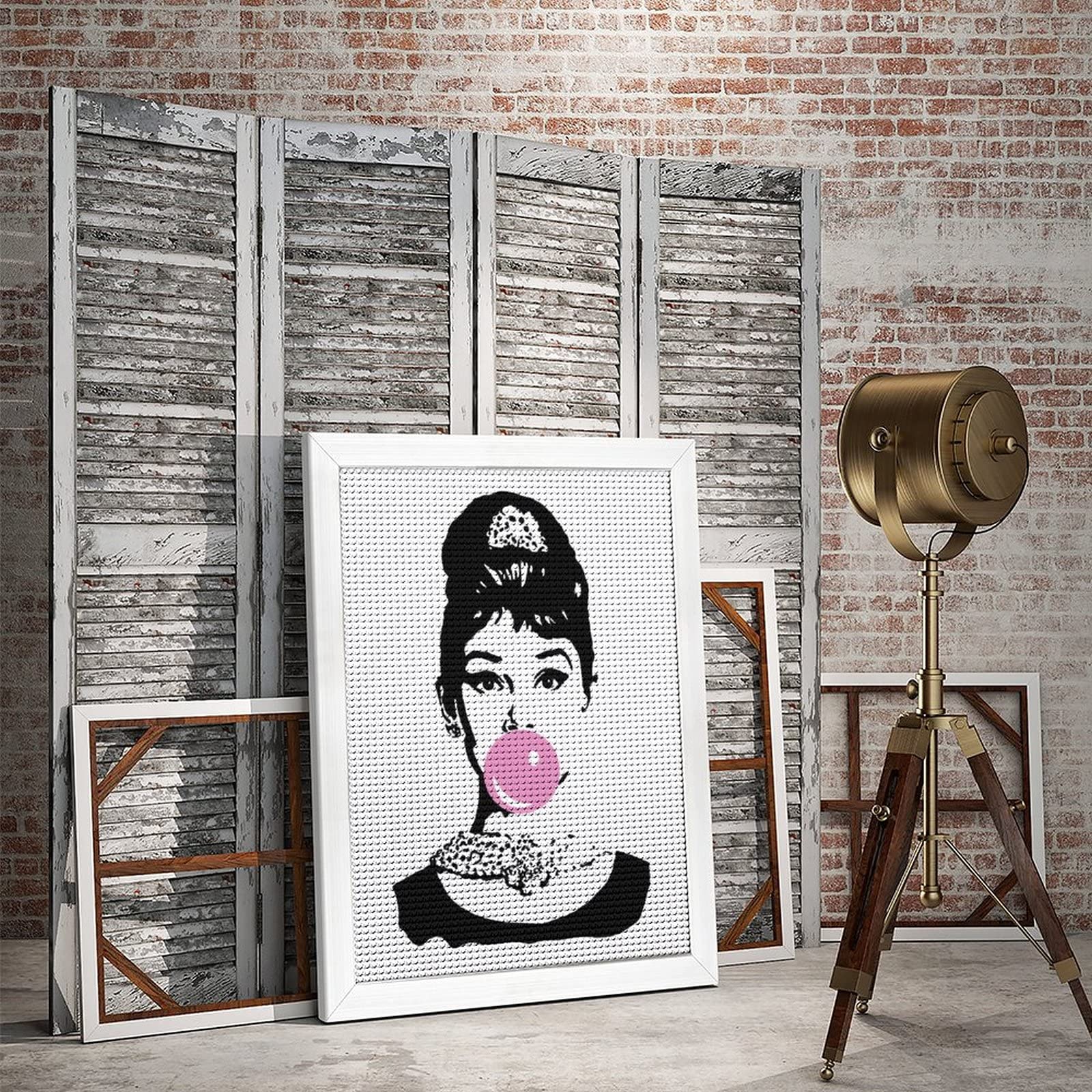 デリカビーズ織/MUYUKI/ハンドメイド/額絵/オードリー・ヘプバーン デリカビーズ織/MUYUKI/ハンドメイド/額絵/オードリー