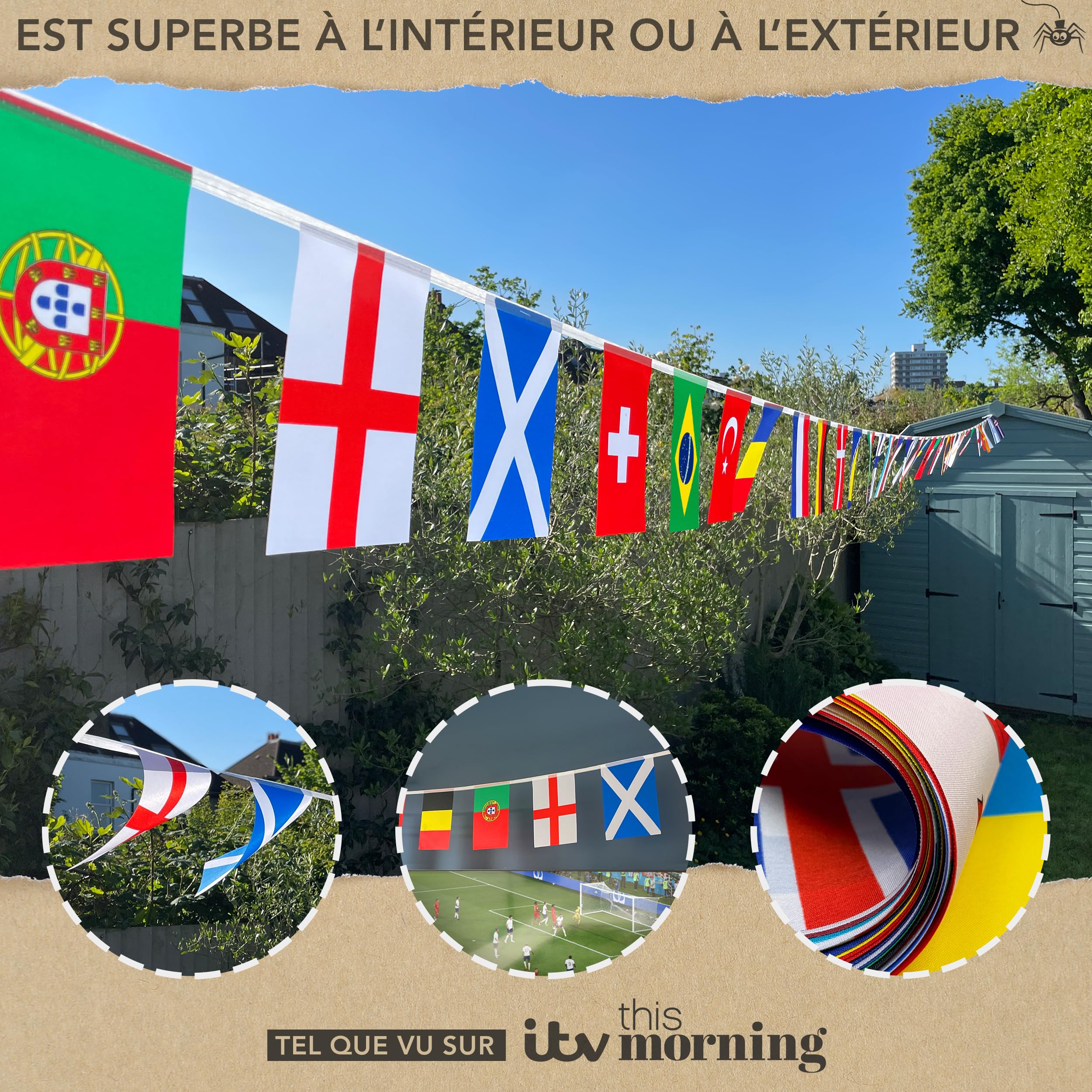 Banderole réutilisable Coupe du Monde 2026 – 48 équipes qualifiées – Décoration football 2026