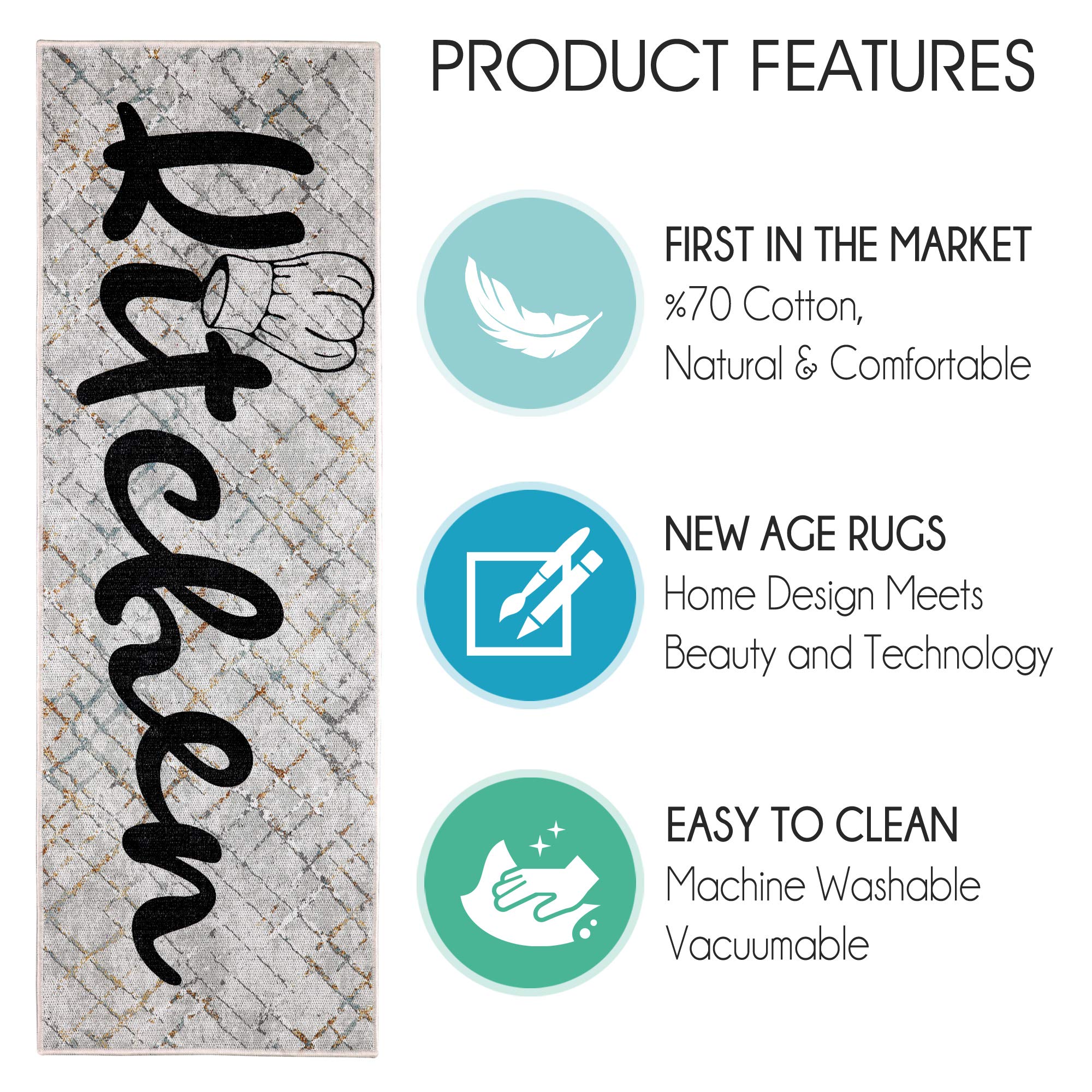 SUSSEXHOME Non Skid Washable Kitchen Mats for Floor, Ultra Thin Low Pile Runner Rug for Laundry Room, Entryway, Bathroom, Multipurpose Floor Mats - 20 x 59 Inches