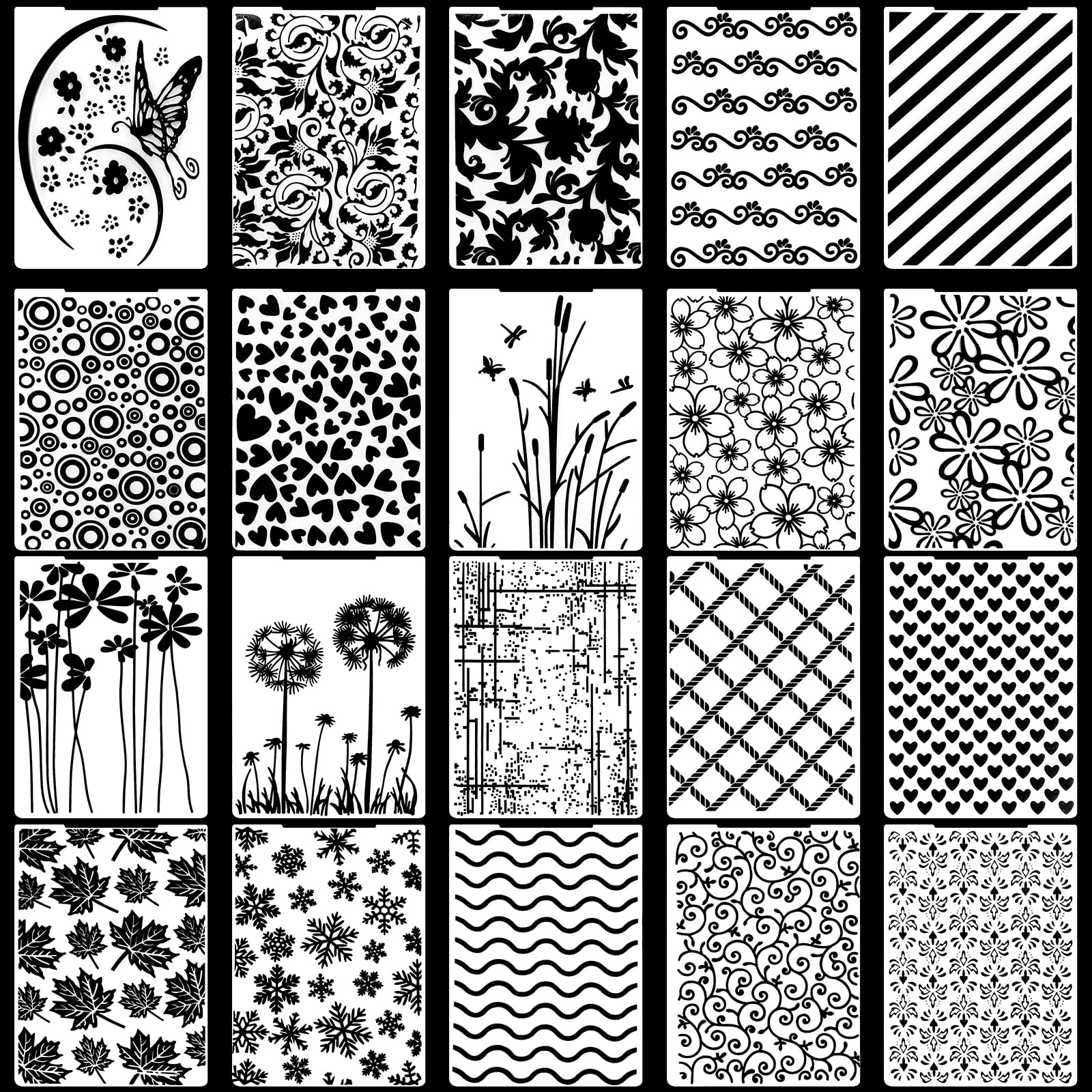 20 Pcs Embossing Folders for Card Making, DIY Craft Template Embossing Stencil Plastic Paper Card Decorating Mold Folder for Scrapbook Photo Album DIY Craft Making, 5.9 x 4.1 Inch (Vintage)