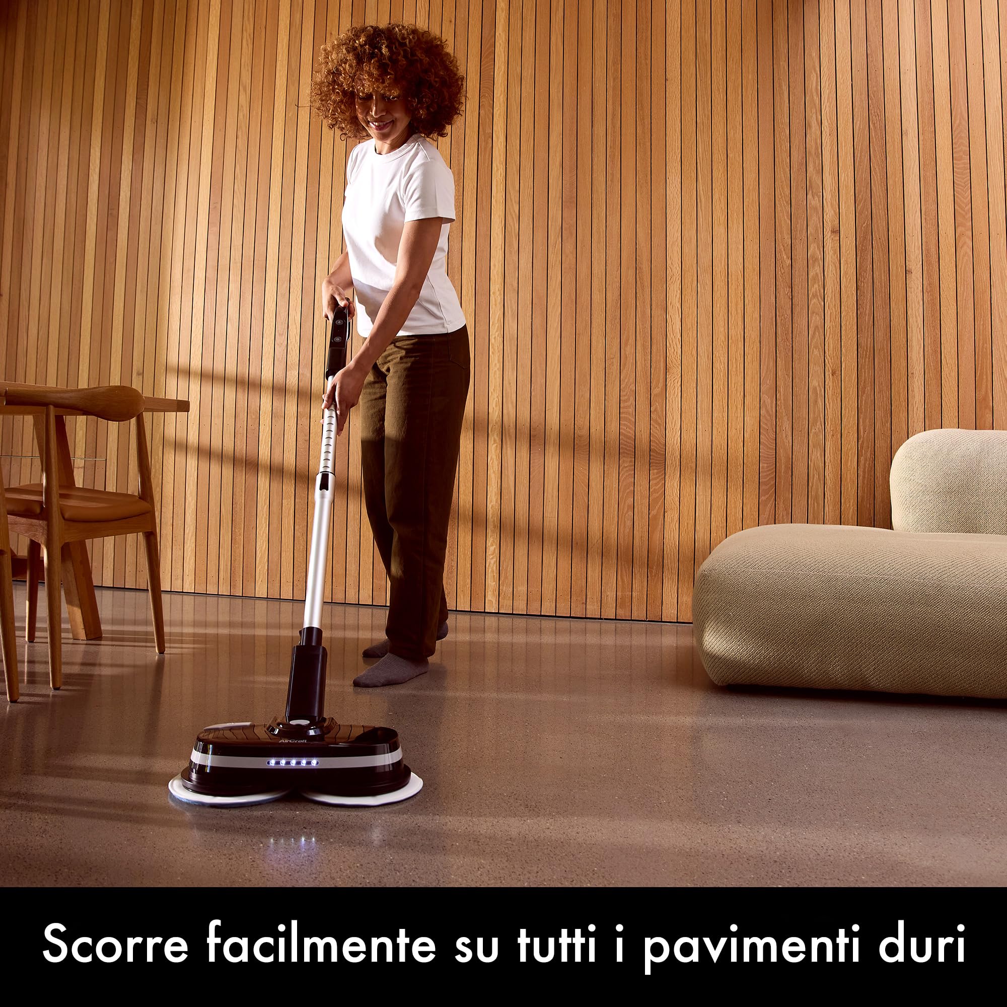 AirCraft Home, PowerGlide Lavapavimenti Senza Filo e Lucidatrice Pavimenti con 8 Panni Microfibra, Lavasciuga Pavimenti per Legno, Marmo, Piastrelle e Vinile, Batteria Ricaricabile