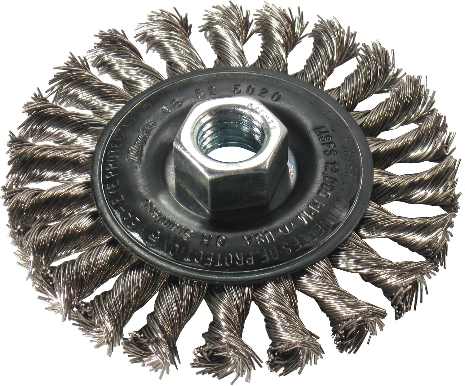 Milwaukee Electric - 4 WIRE BRUSH WHEEL FULL CABLE KNOT 12000 RPM STAIN