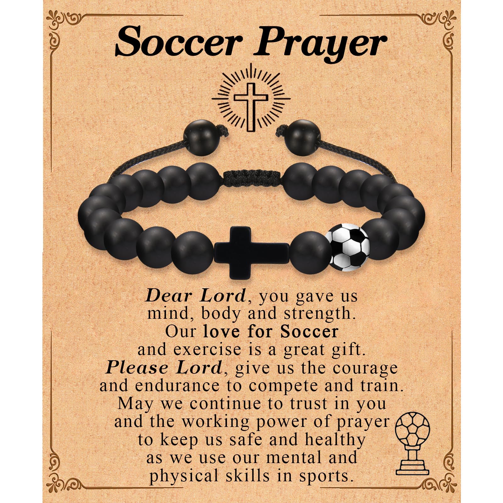 Soccer Gifts for Teen Boys, Bracelet for Players, Team Fans, Son, Nephew, Grandson, Brother on Senior Night/Birthday/Graduation/Back to School/Christmas/Valentine's/Easter