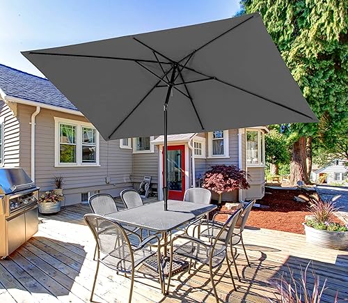 Miniatura 7 de Bumblr - Sombrilla rectangular para patio, 6.5 x 10 pies, para mesa de mercado al aire libre, con botón de inclinación y manivela, resistente al
