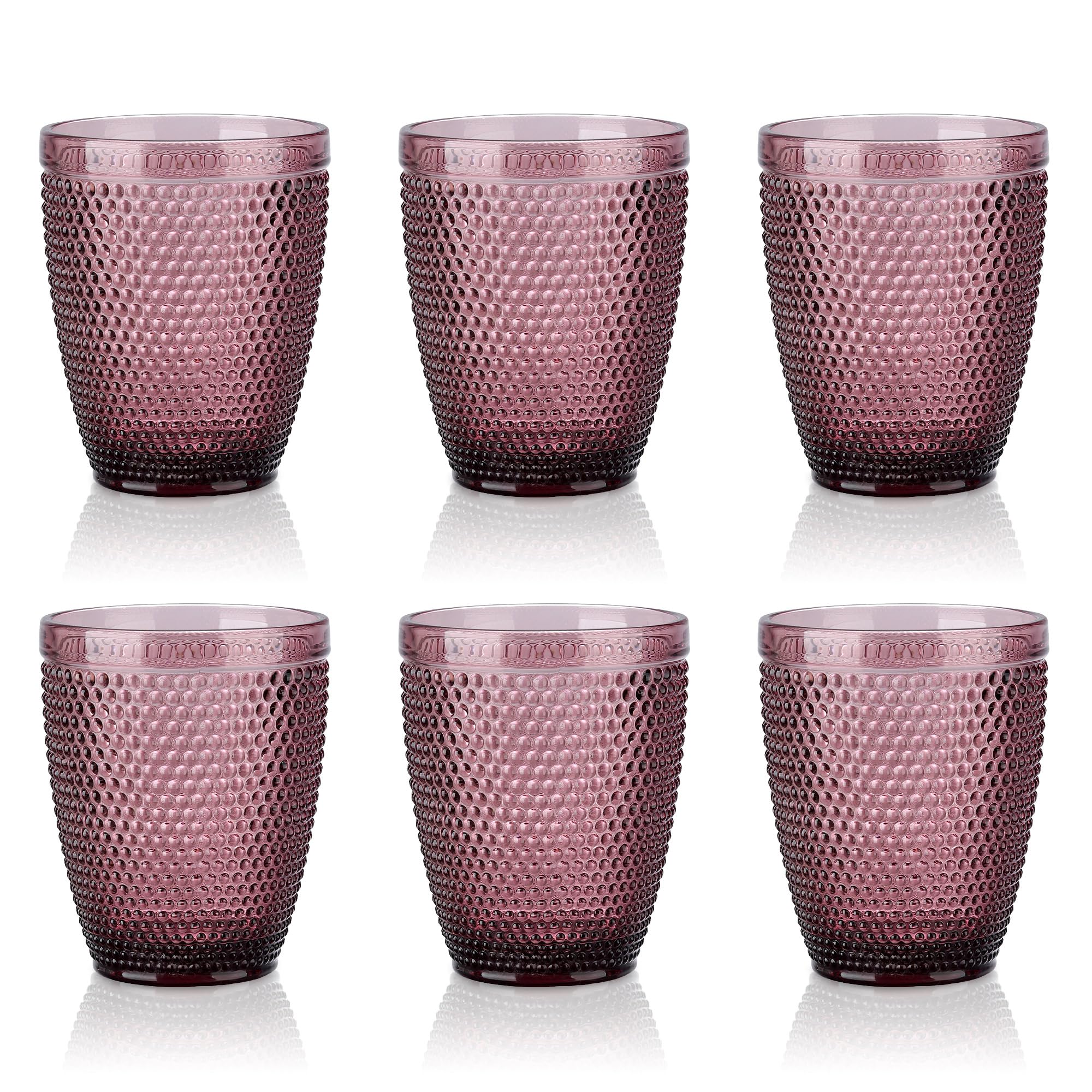 Joeyan Purple Drinking Glasses,Embossed Hobnail Beaded Water Tumbler ...