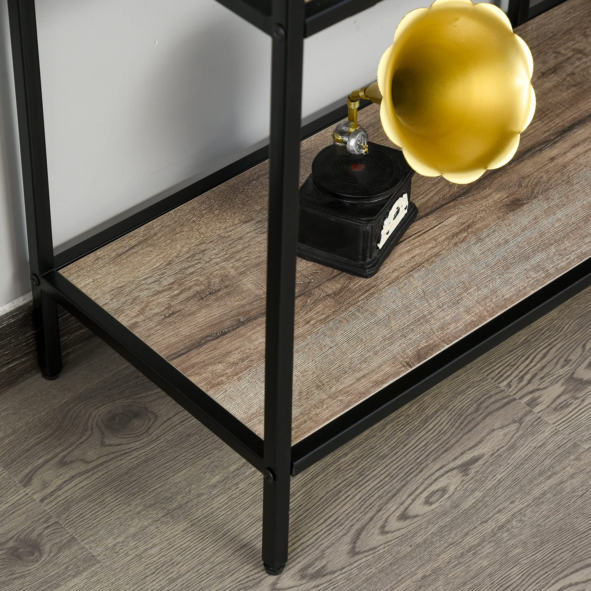 HOMCOM Estantería librería asimétrica estilo industrial 120 x 32 x 95 cm negro | Madera y Metal