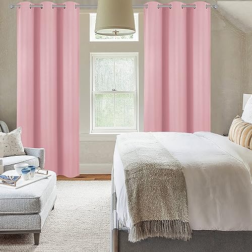 Miniatura 3 de Diraysid Cortinas opacas con ojales rosas para dormitorio, con aislamiento térmico, cortinas de oscurecimiento de habitación, 42 x 84 pulgadas, 2