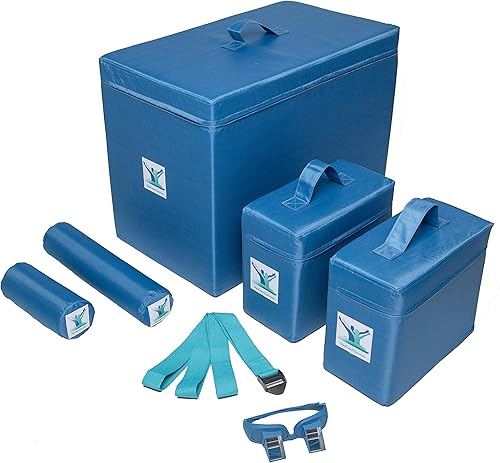 Paquete de espuma comprometida con postura libre de dolor (bloqueos grandes y 2 pequeños, rollos largos y cortos, correacinturón de yoga y lentes de