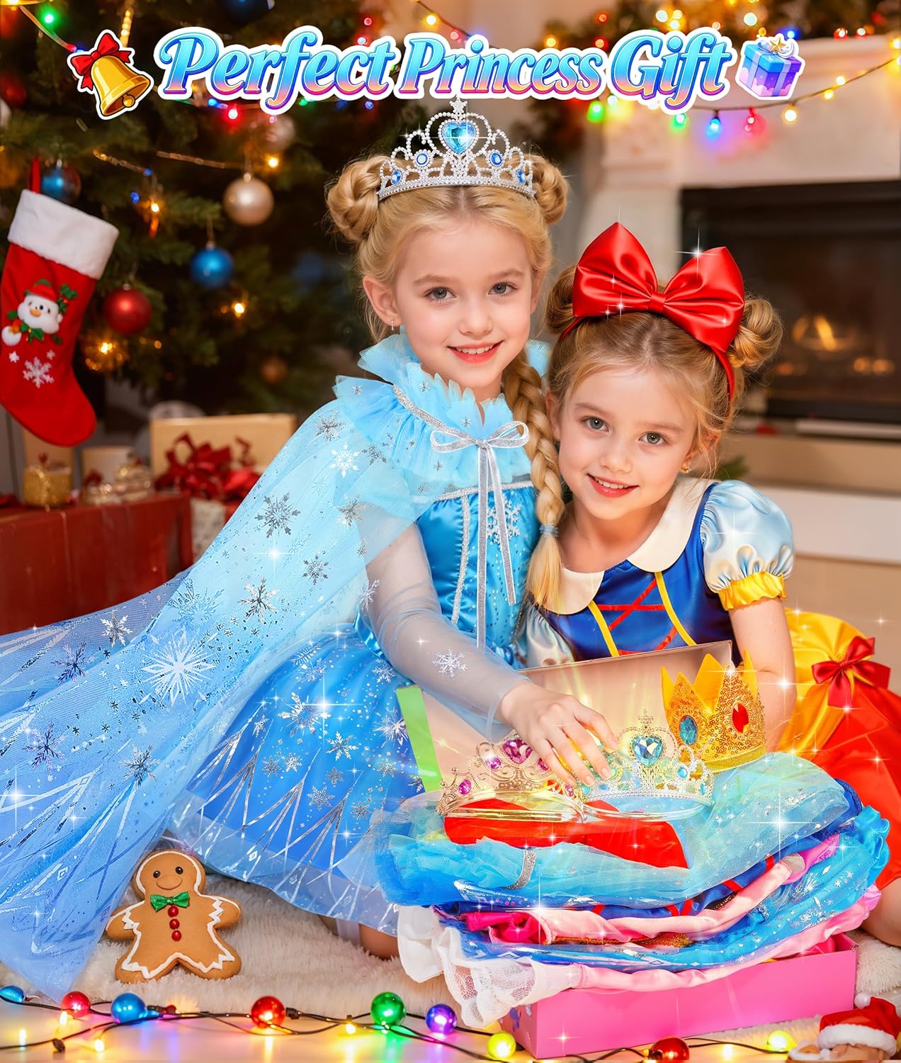 Teuevayl Princess Dress Up Clothes for Little Girl, Princess Costume for Girls Toddler Toys Role Play Princess Dress Up Christmas Birthday Gift for Toddler Girls 3 4 5 6 7 8 Years