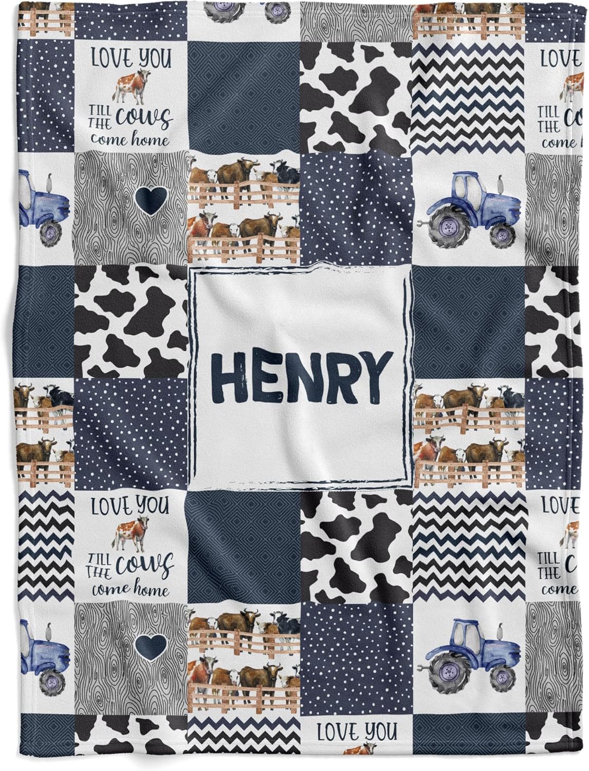 VibeCustom Personalized Cow Baby Blanket, Cow Print Baby