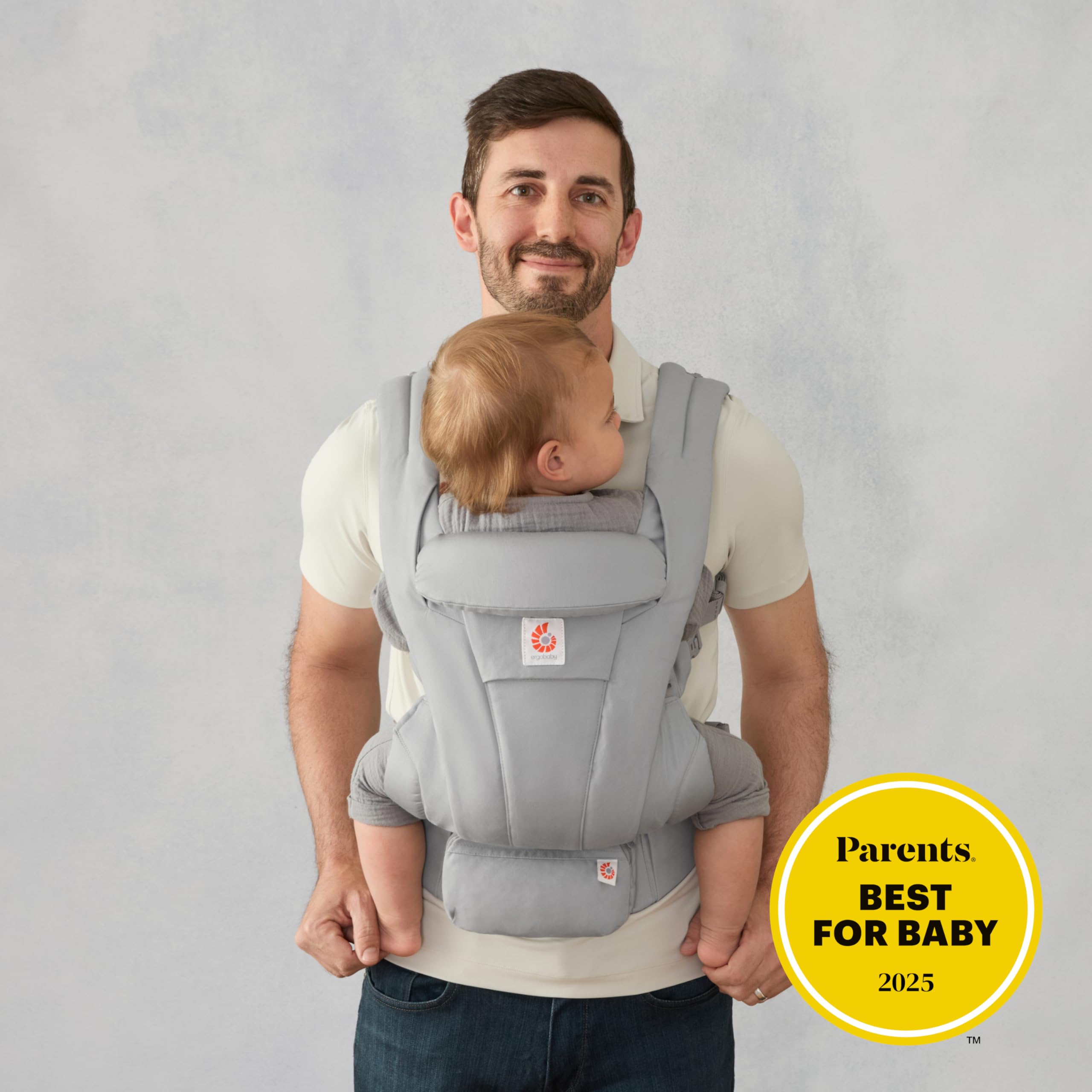 Ergobaby Omni Deluxe All-in-One Baby Carrier for Newborns from Birth up to 20kg, Ergonomic 4-Position Cotton Baby Carrier Back Carrier Travel System, Pearl Grey — view 2