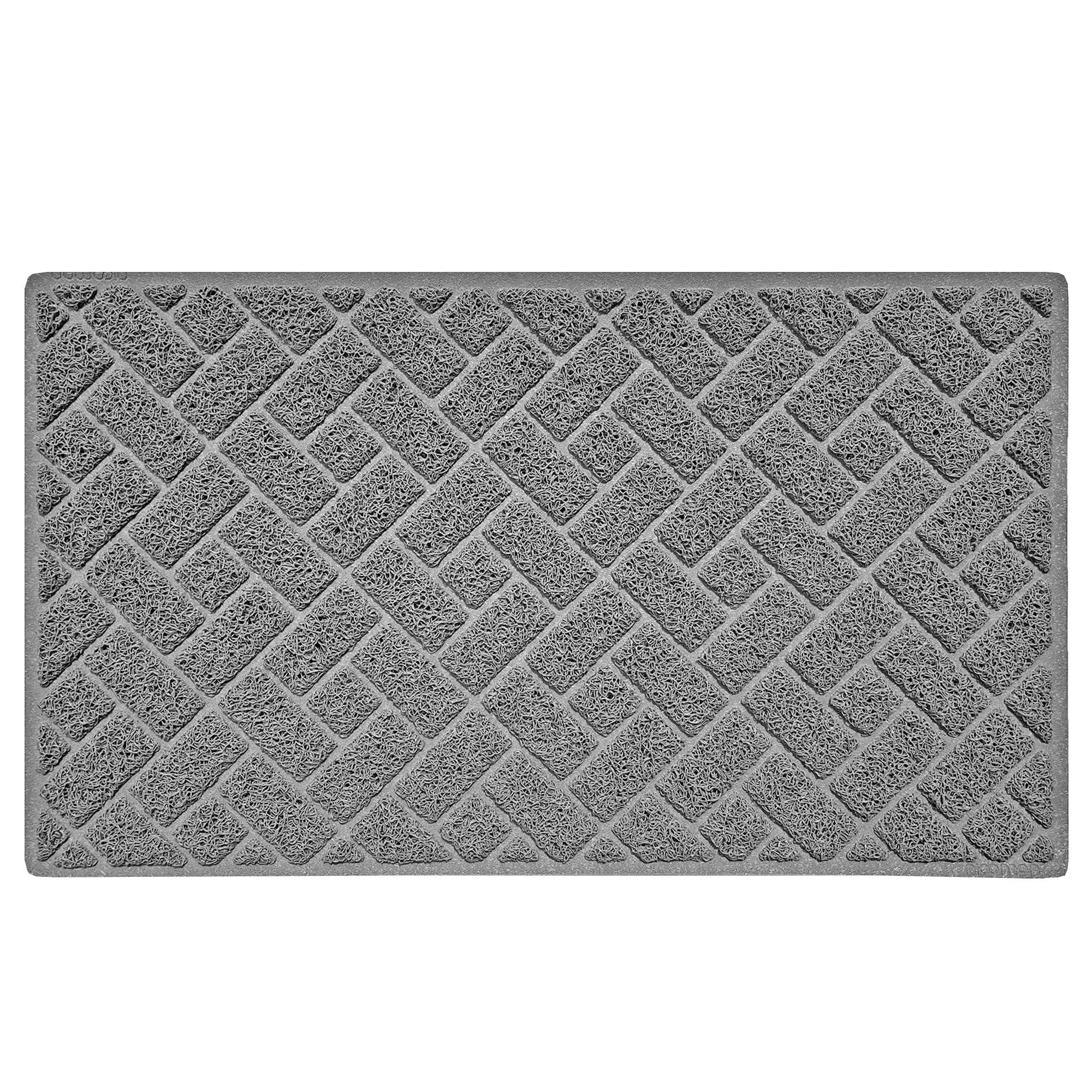 Nicoman Diamond Quilted Shape Low Profile Outdoor Dirt-Trapper Door Mat Washable Barrier Heavy Duty Doormat – (Drainage Open-Back, Grey, 75 x 44cm)