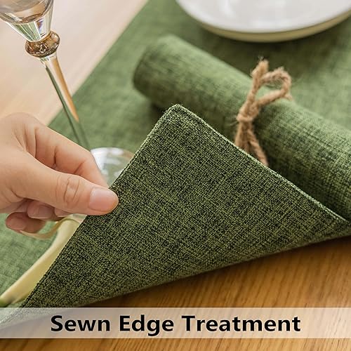 Miniatura 3 de Demetex Juego de 6 manteles individuales verdes con textura, resistentes a las manchas, para barbacoa y mesa de comedor, color verde