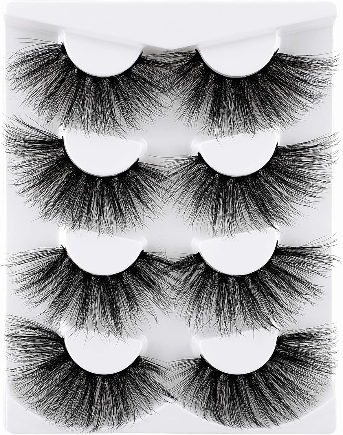 wiwoseo 25MM False Eyelashes Dramatic Long Cross Fluffy Thick Volume Eye Lashes 4 works Pack, Black, 8 Count (Pack of 1) - Image 3