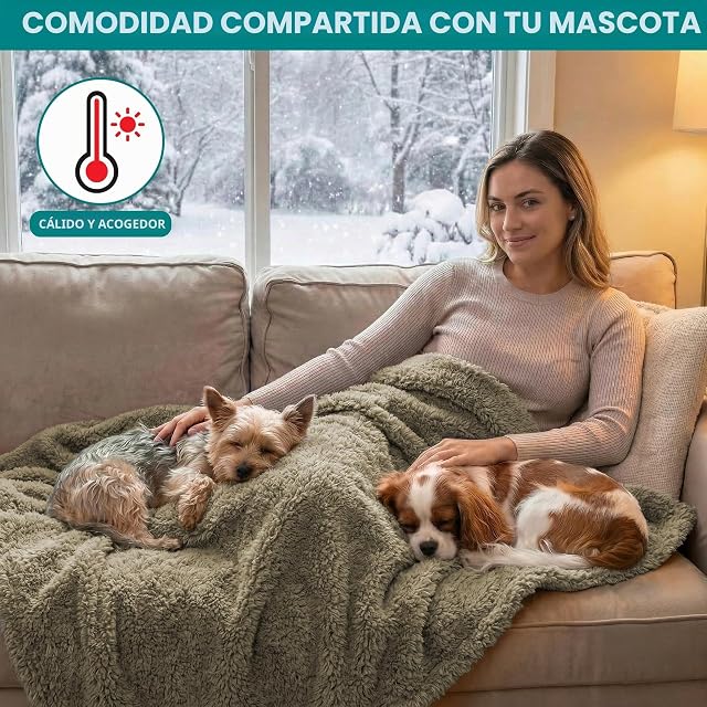 Foto 4 de 8 de PetAmi Manta Impermeable y esponjosa para Perros pequeños y medianos