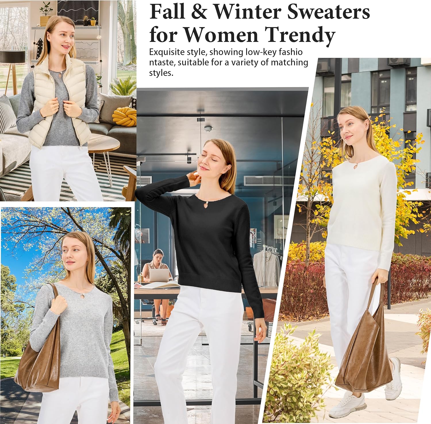 Simple&Opulence Women's Crew Neck Sweater Long Sleeve Lightweight Soft Pullover Tops - Image 4