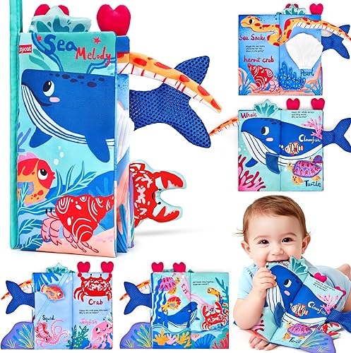 JoyCat Ocean Baby Books Toys de 0 a 6 meses, libro de tela para baby shower, regalos para recién nacidos para niños y niñas, relleno de calcetines,