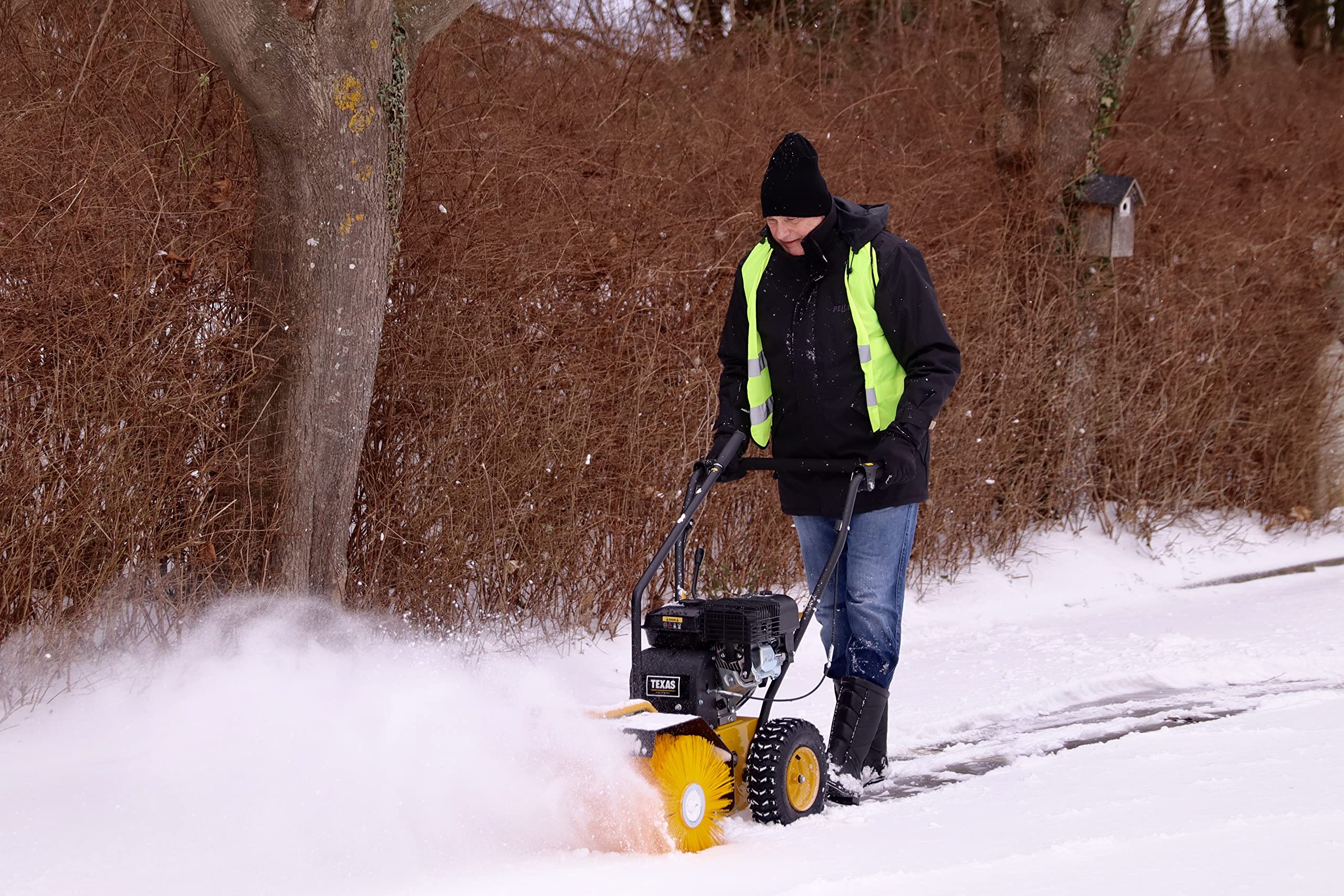 TEXAS Handy Sweep 690TG 3in1 212ccm Kehrmaschine Benzin mit Schneeschild Schneeschieber Laubsammler Fangkorb Schneefräse Schneeräumer mit Antrieb Radantrieb | 60cm | 5,4PS | 4Takt | 3xVor.1xRück.